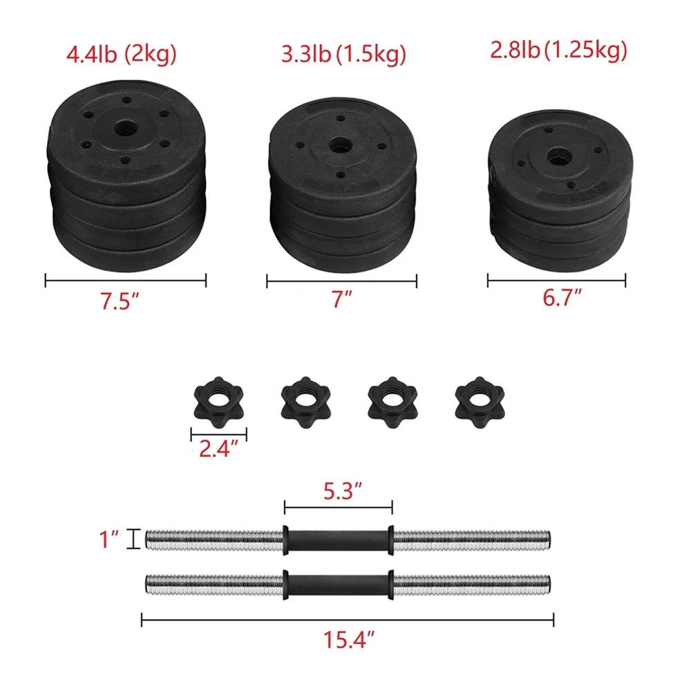 Yaheetech 66LB Adjustable Dumbbell Weight Set Home Training Dumbbell Pair Lifting Black - Womvr