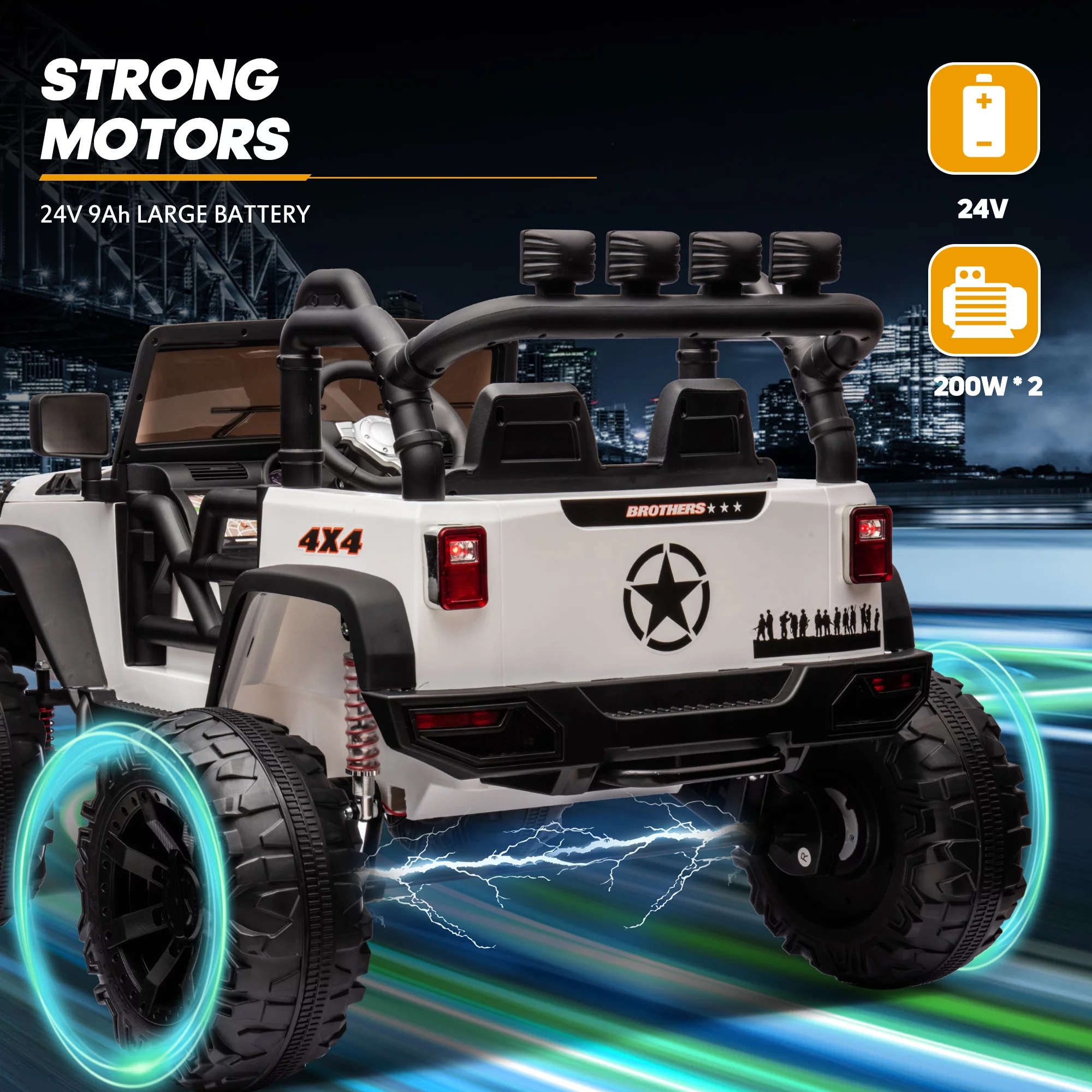 Outfunny 24V Kids Ride on Truck, 2-Seater Powered Ride on Toy Car with Remote - Womvr