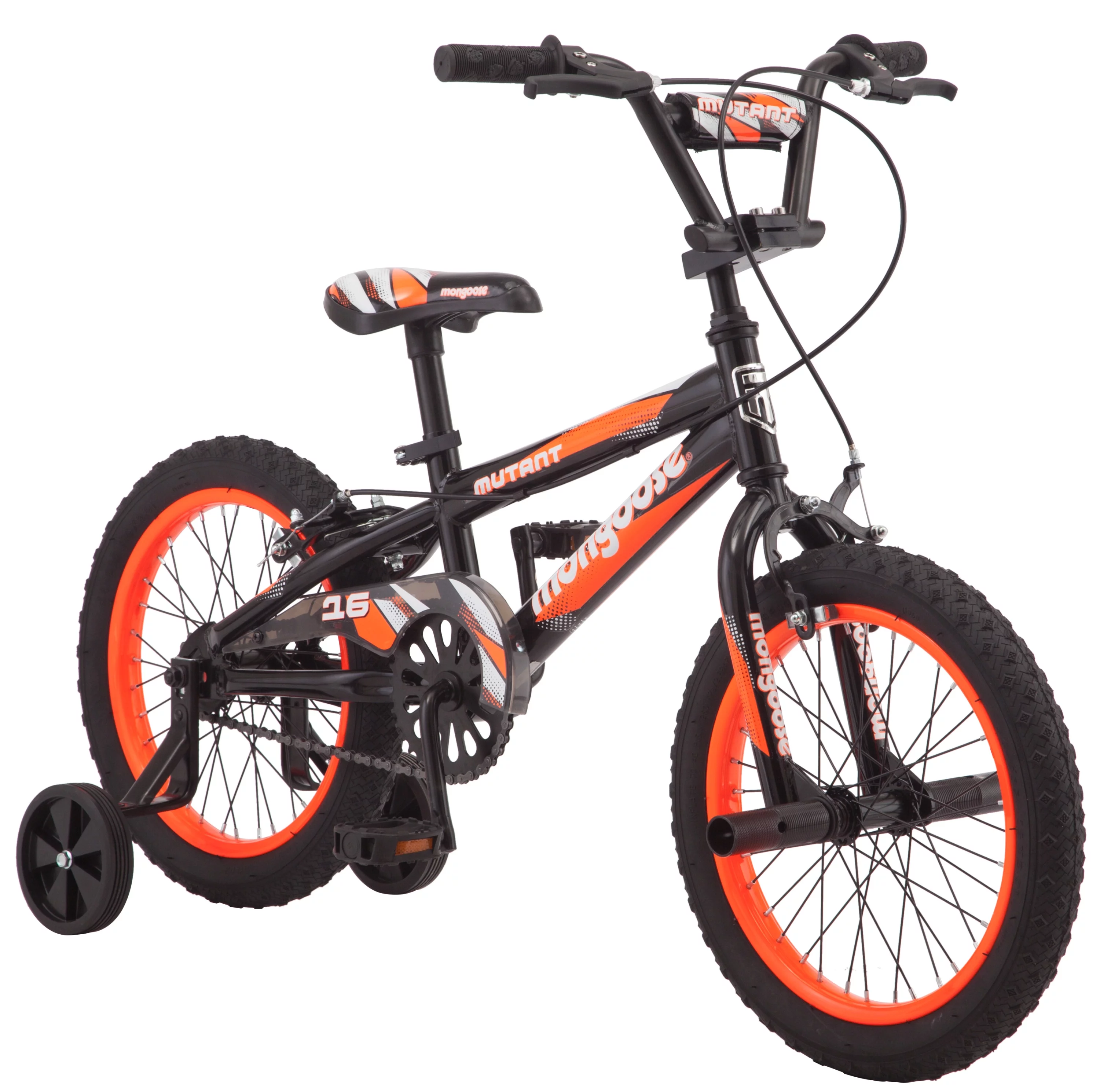 Mongoose Mutant 16 inch Kid's BMX Bike, Boys/Girls, Ages 3-5, Black & Orange - Womvr