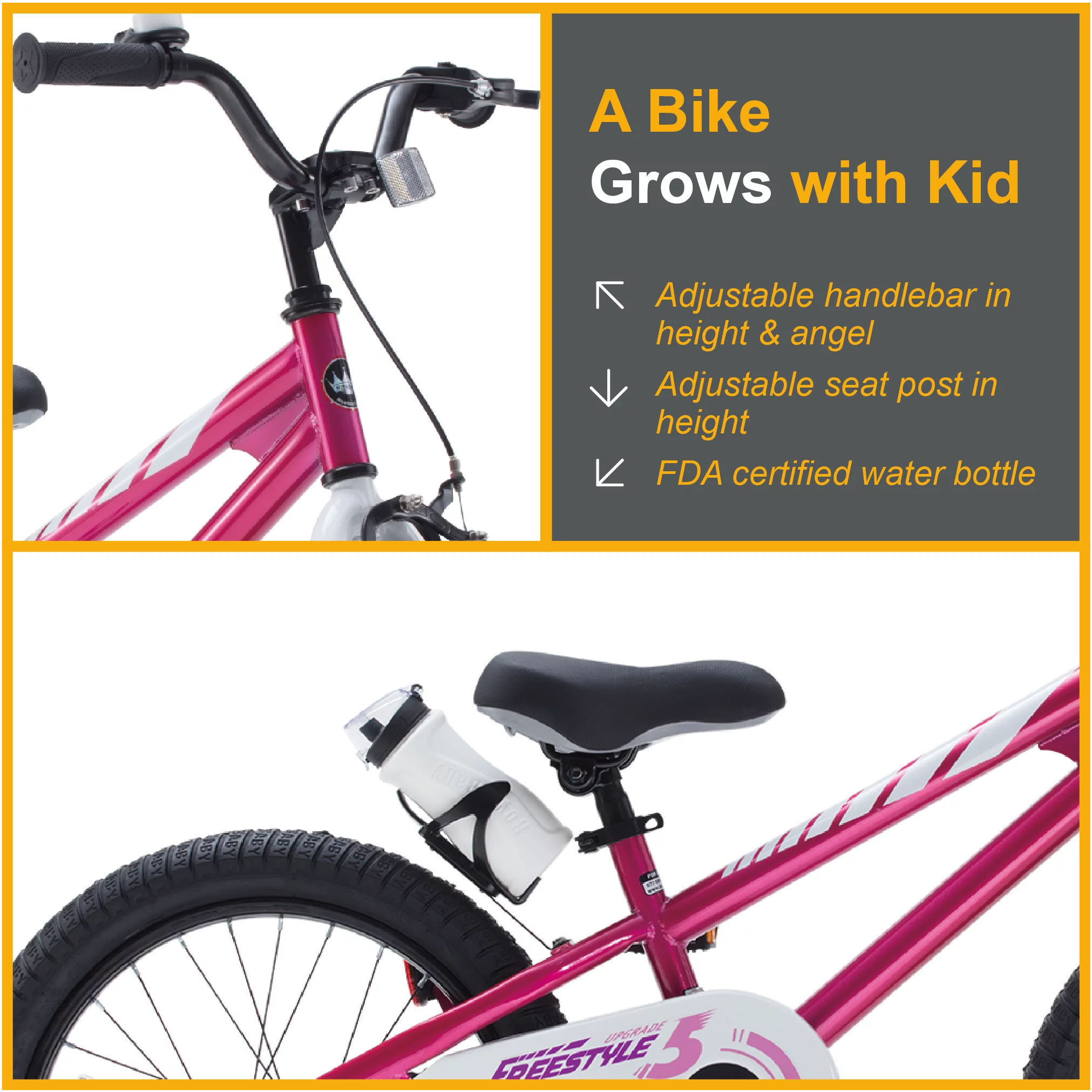 Royalbaby Freestyle Kids Bike 12 14 16 18 20 Inch Bicycle for Boys Girls Ages 3-12 Years, Multiple Color Options - Womvr