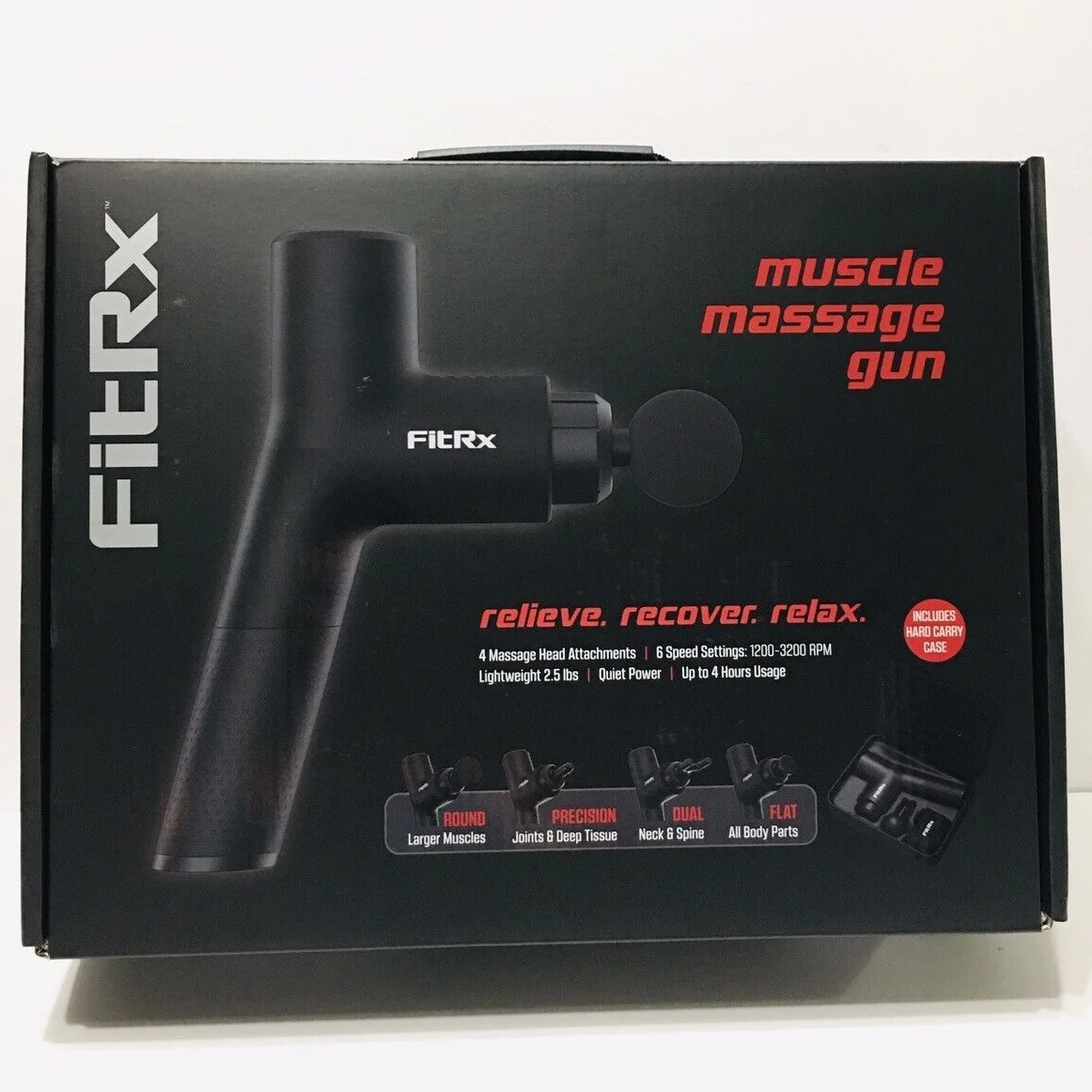 FitRx Neck and Back Massager, Handheld Percussion Massage Gun with Multiple Speeds and Attachments - Womvr