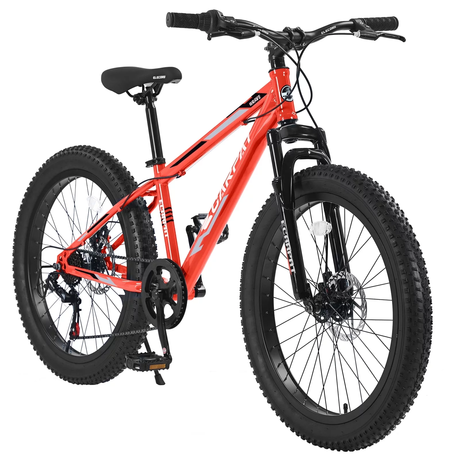 CHAMPIERRE 24 inch Mountain Bikes for Man and Woman, Shimano 7 Speeds Fat Tire Bike, Dual Disc Brake,Orange - Womvr