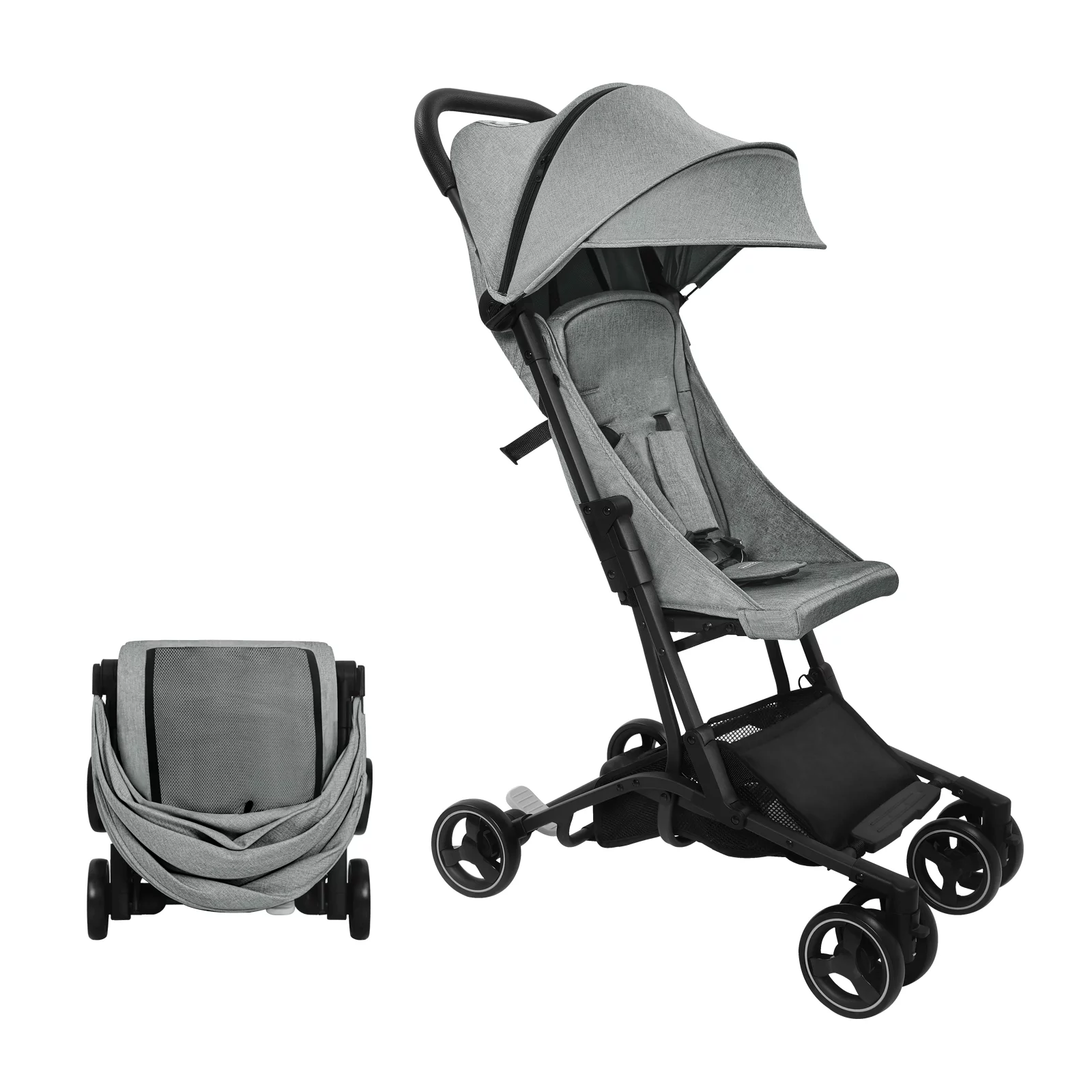HARPPA Lightweight Travel Stroller, Compact Umbrella Stroller for Babies, Easy Folding, Black - Womvr