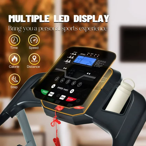 Electric Folding Treadmill, 2.5HP Foldable Exercise Walking Machince Walking Pad for Apartment Home/Office, Easy to Fold Assembly, MP3,LCD Display - Womvr