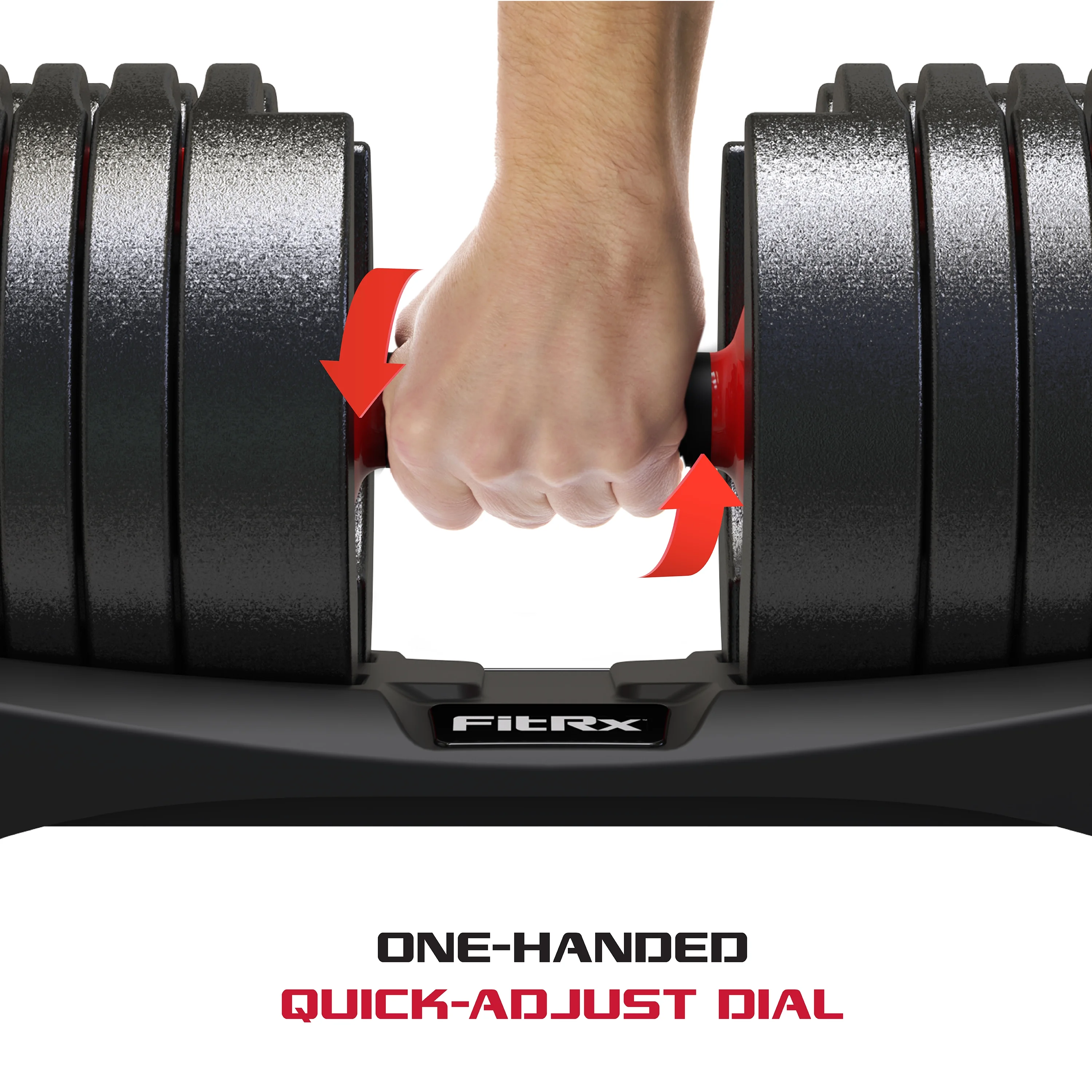 FitRx SmartBell XL, Quick-Select Adjustable Dumbbell, 10-90 lbs. Weight, Black, Single - Womvr