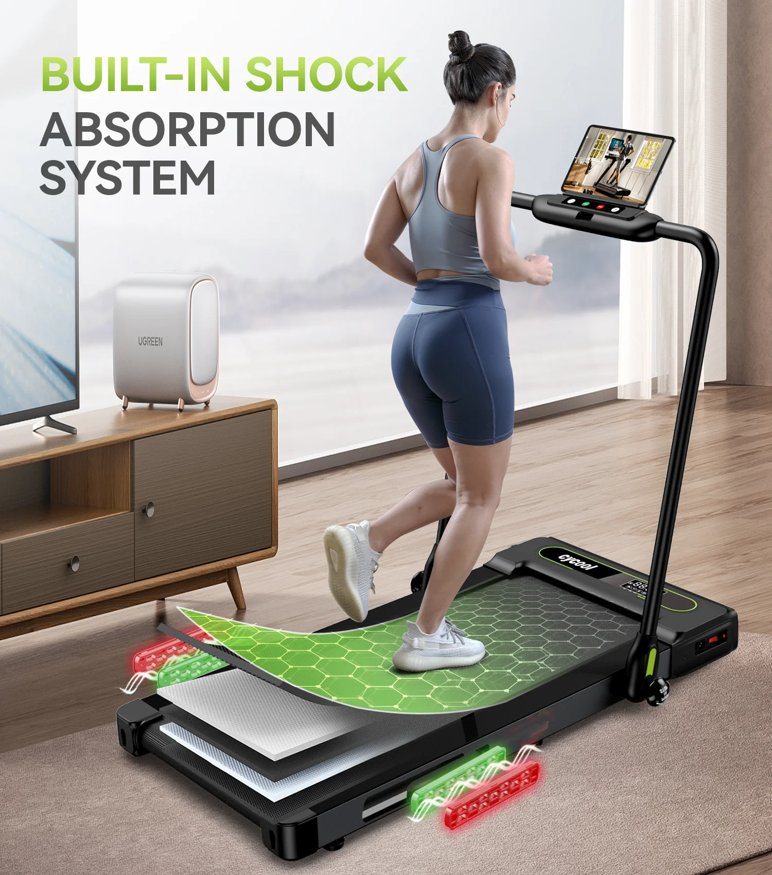 TOSSFD 2.5HP Folding Treadmill with Display Screen Electric Running Walking Machine for Home Fitness R46201 - Womvr