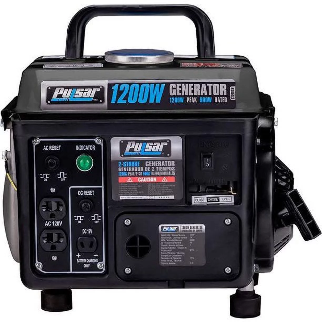 Pulsar G1200SG Portable Gas-Powered Generator with Carrying Handle, 1200W, Black/Gray - Womvr