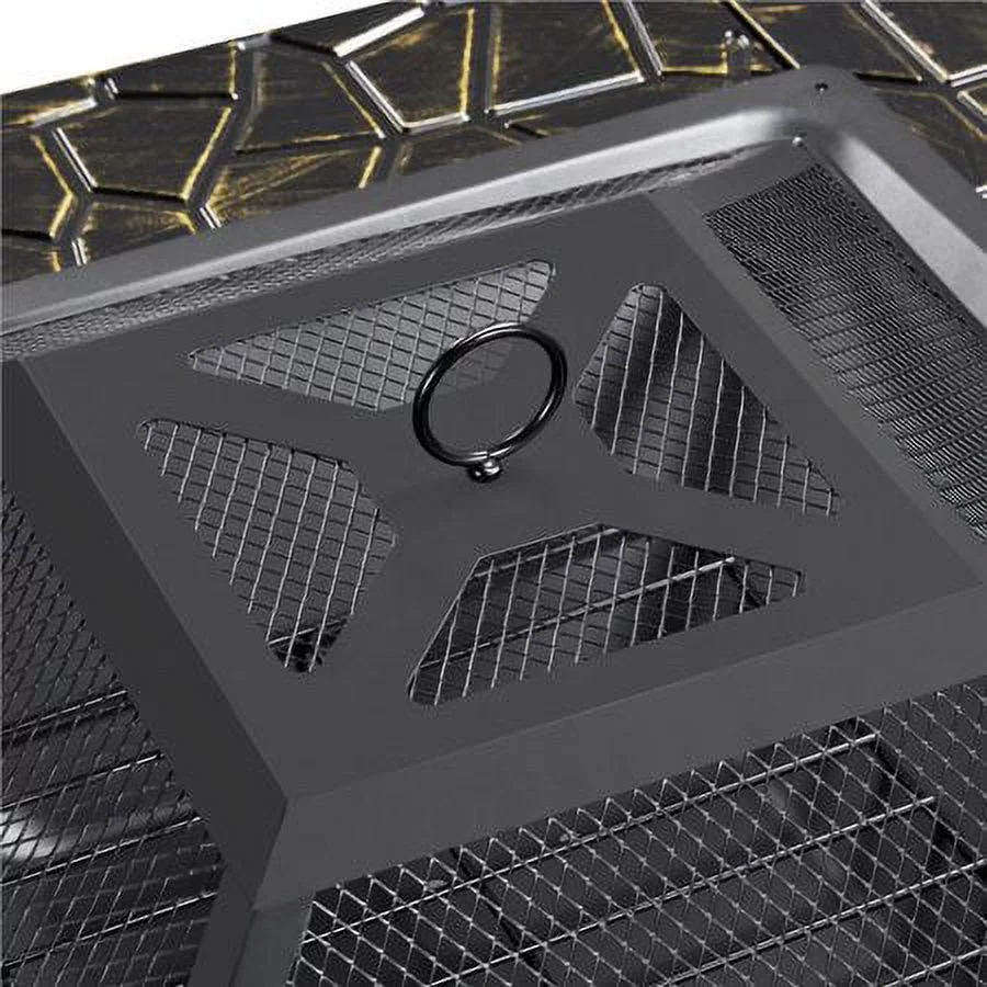 Yaheetech 32''Outdoor Metal Square Fire Pit With cover,Black - Womvr