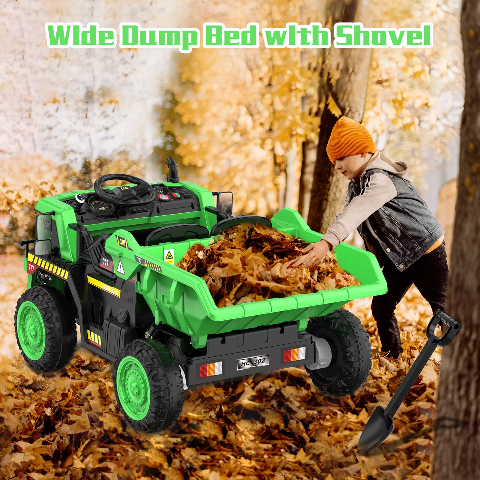 TOKTOO 12Volt Powered Ride on Toy Car for Girls Boys, Dump Truck w/ Electric Dump Bed, Remote Control, Music Player, 1 Seater Electric Car-Ochre Yellow - Womvr