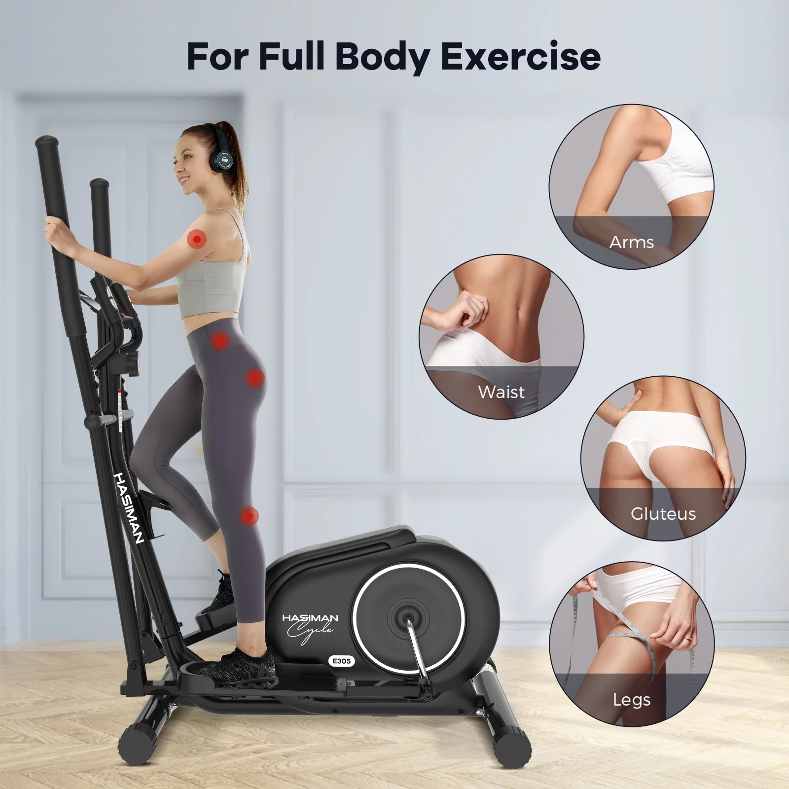 Pooboo Silent Magnetic Elliptical Bike Stationary Exercise Machine for Home Gym Cardio Workout 300lb - Womvr