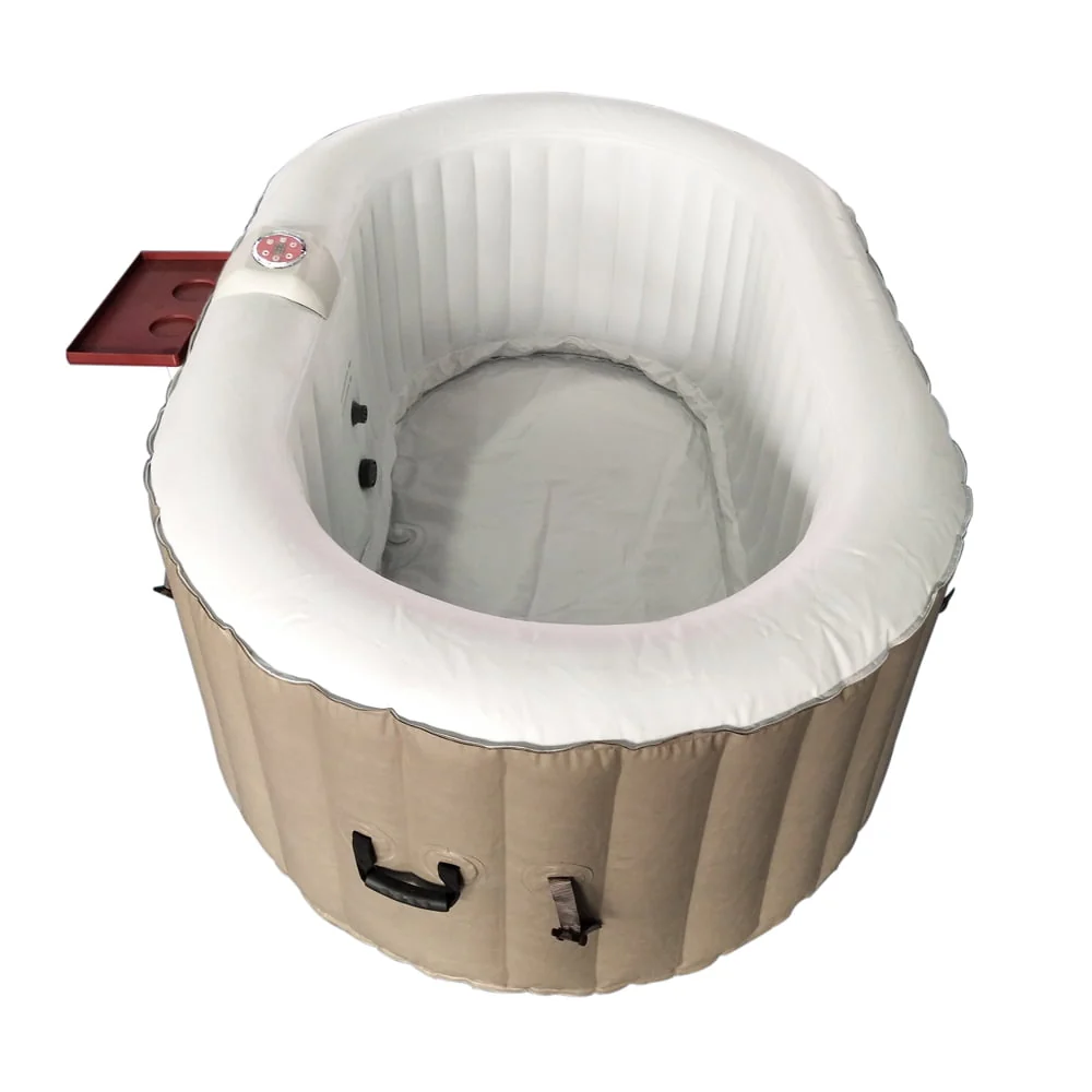 ALEKO 145 Gallon 2 Person Brown Oval Inflatable Jetted Hot Tub with Cover - Womvr