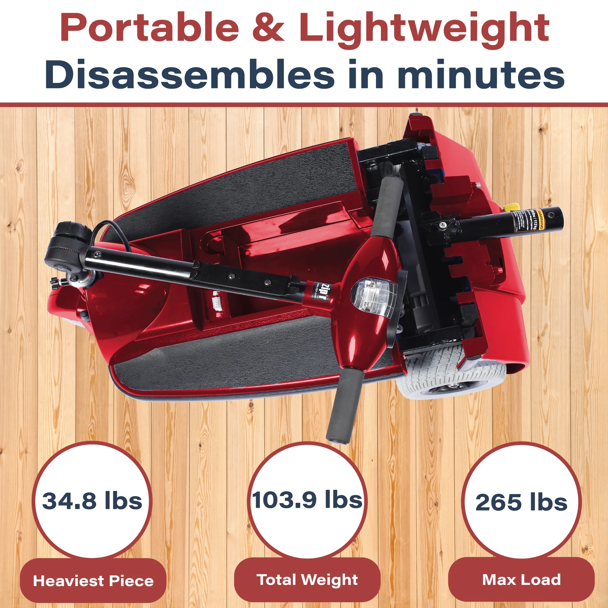 Zipr Mobility Zipr Xtra 3 - Red Practical Scooter - 3 Wheels - Womvr