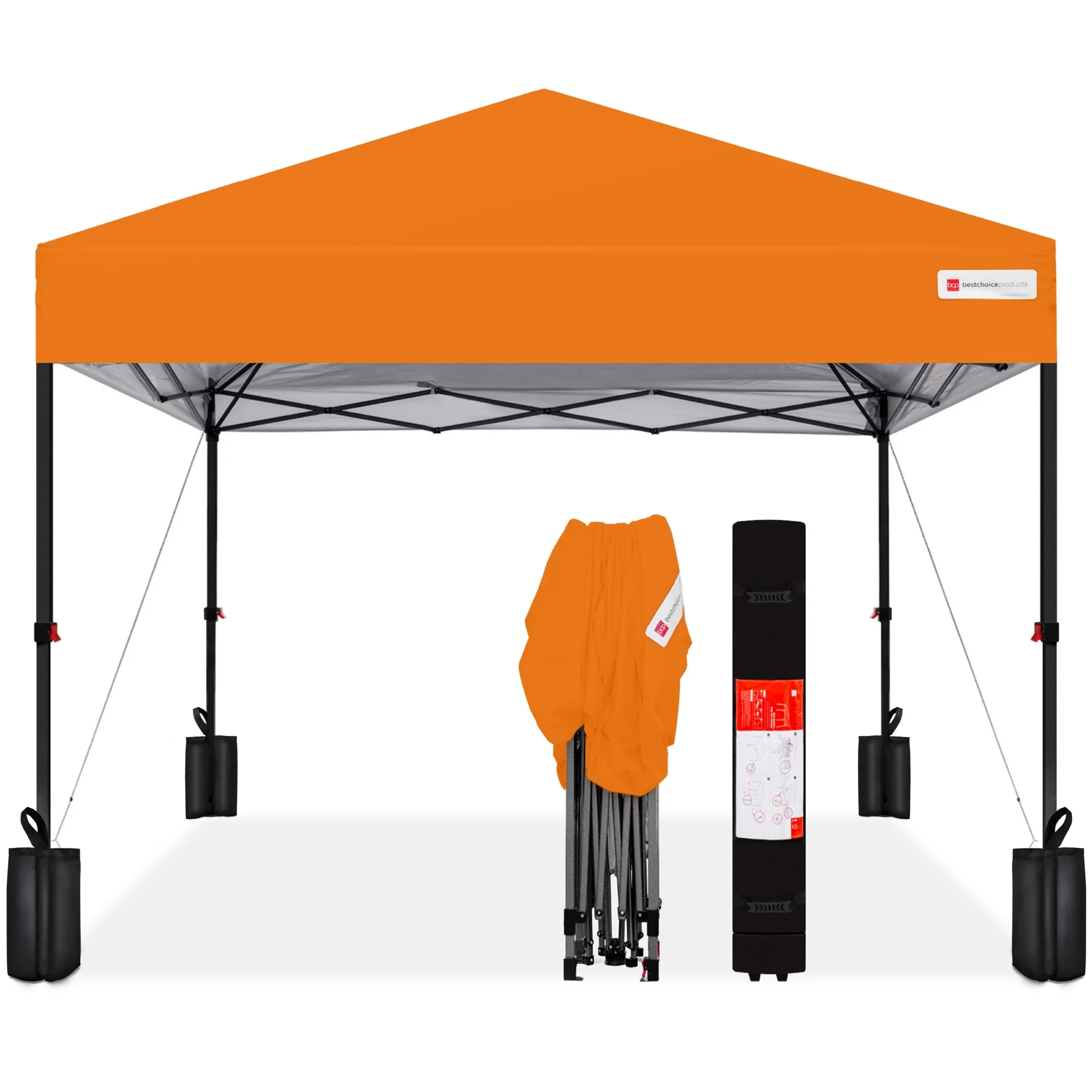 Best Choice Products 10x10ft Easy Setup Pop Up Canopy w/ 1-Button Setup, Wheeled Case, 4 Weight Bags - Cerulean - Womvr