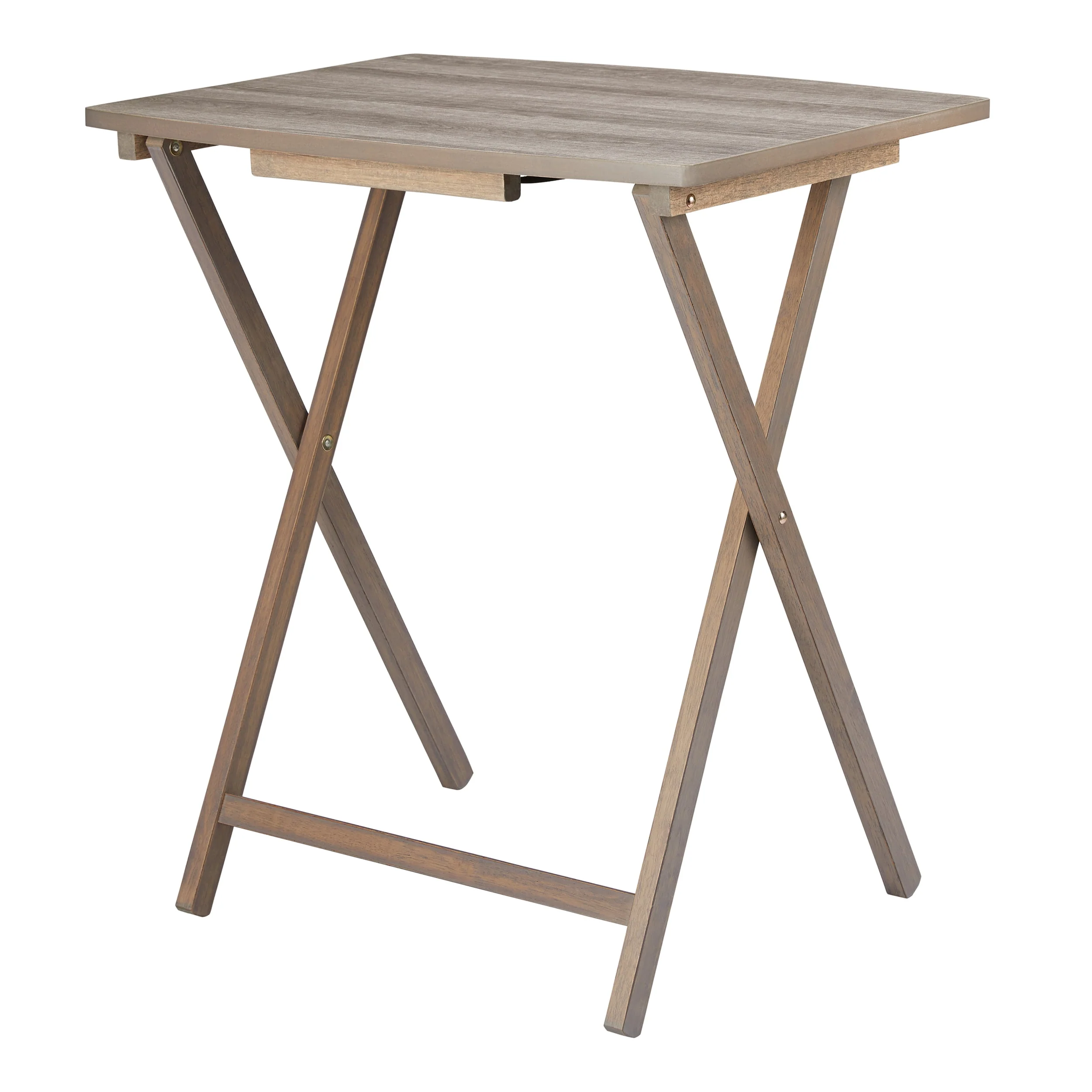 Mainstays 5 Pieces Indoor XL Oversized Tray Table Set, Rustic Grey ( 4 Tables + 1 Rack ) - Womvr