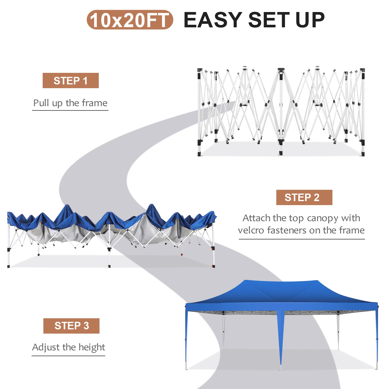 SANOPY 10' x 20' Outdoor Canopy Tent EZ Pop up Canopy Party Tent Outdoor Event Instant Tent Gazebo with 6 Removable Sidewalls & Carry Bag for Camping Wedding Picnic(Blue) - Womvr