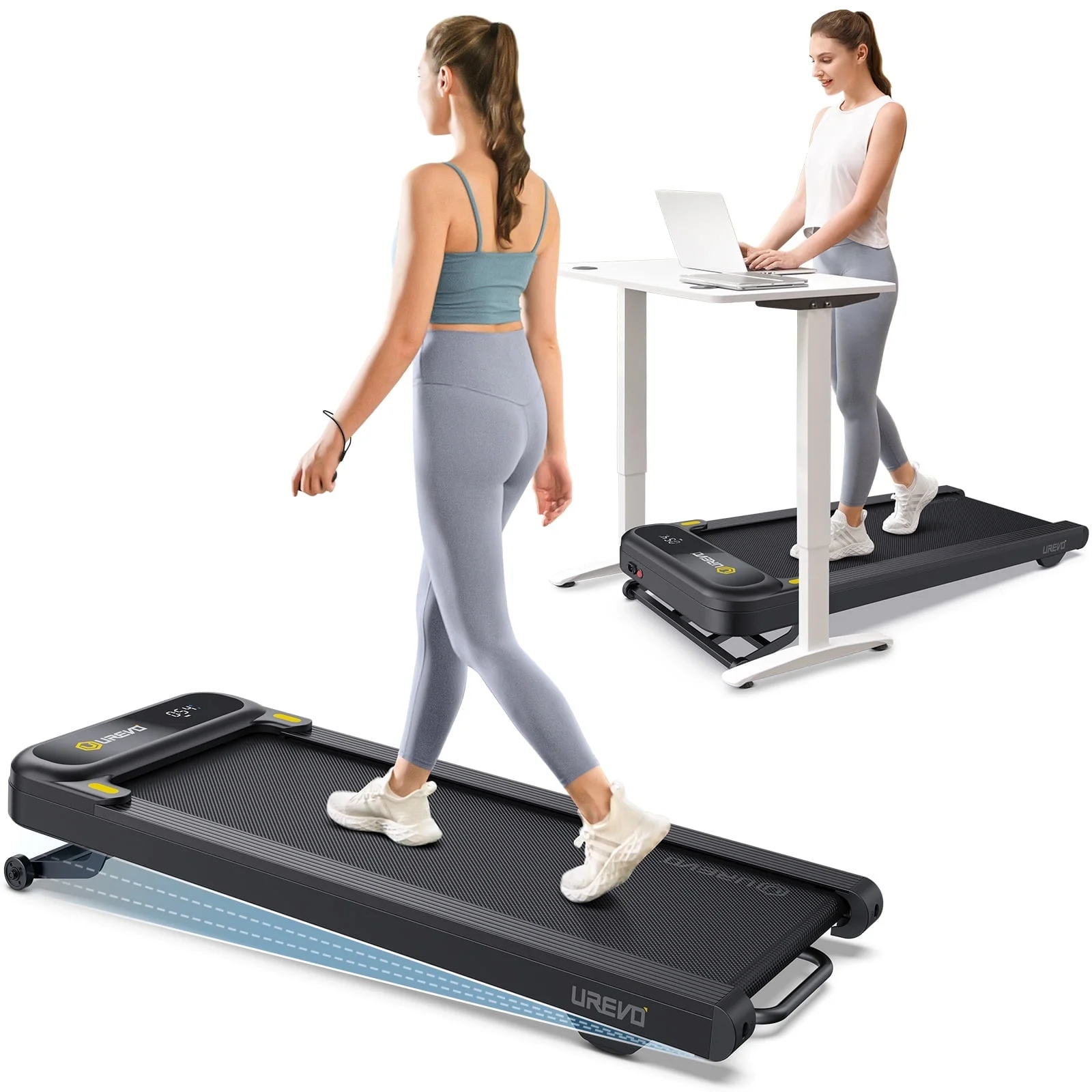 UREVO Treadmill with Auto Incline Walking Pad 9% Incline Treadmill with APP & Remote Control for Home Office 265lbs - Womvr