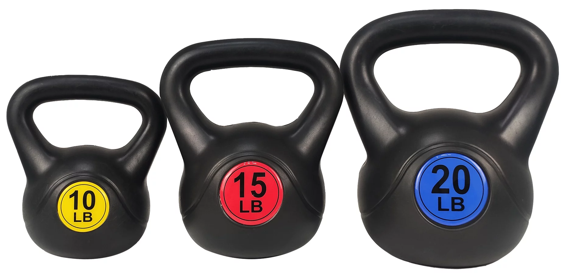 BalanceFrom Wide Grip Kettlebell Exercise Fitness Weight Set, 3-Pieces: 5lb, 10lb, and 15lb Kettlebells - Womvr