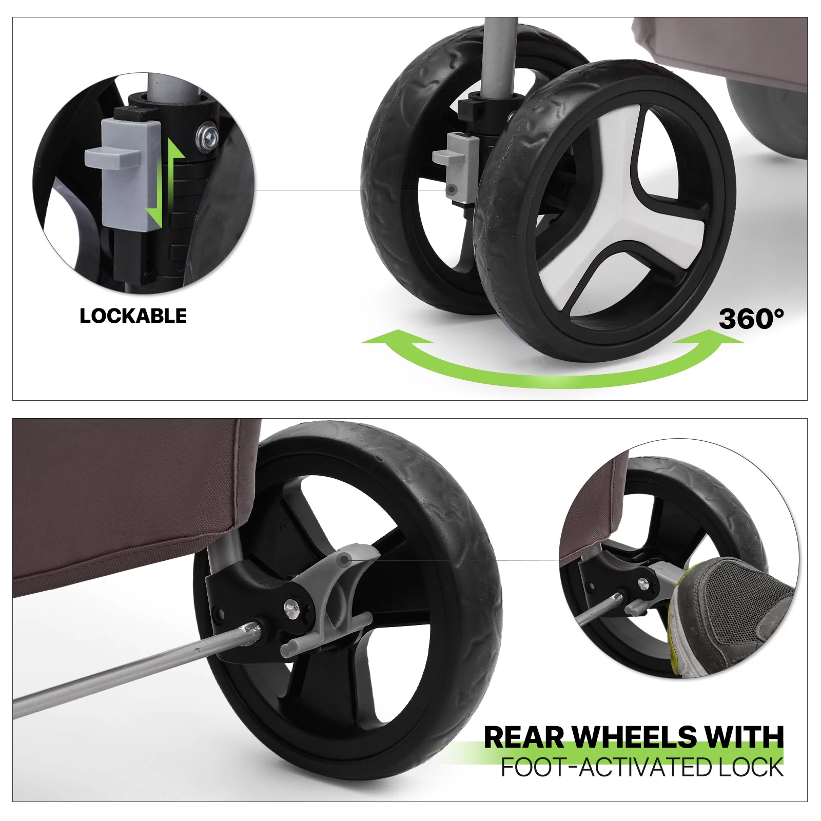 Magshion Foldable Pet Dog Stroller with Wheels, Cat Dog Stroller with Storage Basket and Cup Holder for Small and Medium Cats, Dogs, Puppy, Navy Blue - Womvr