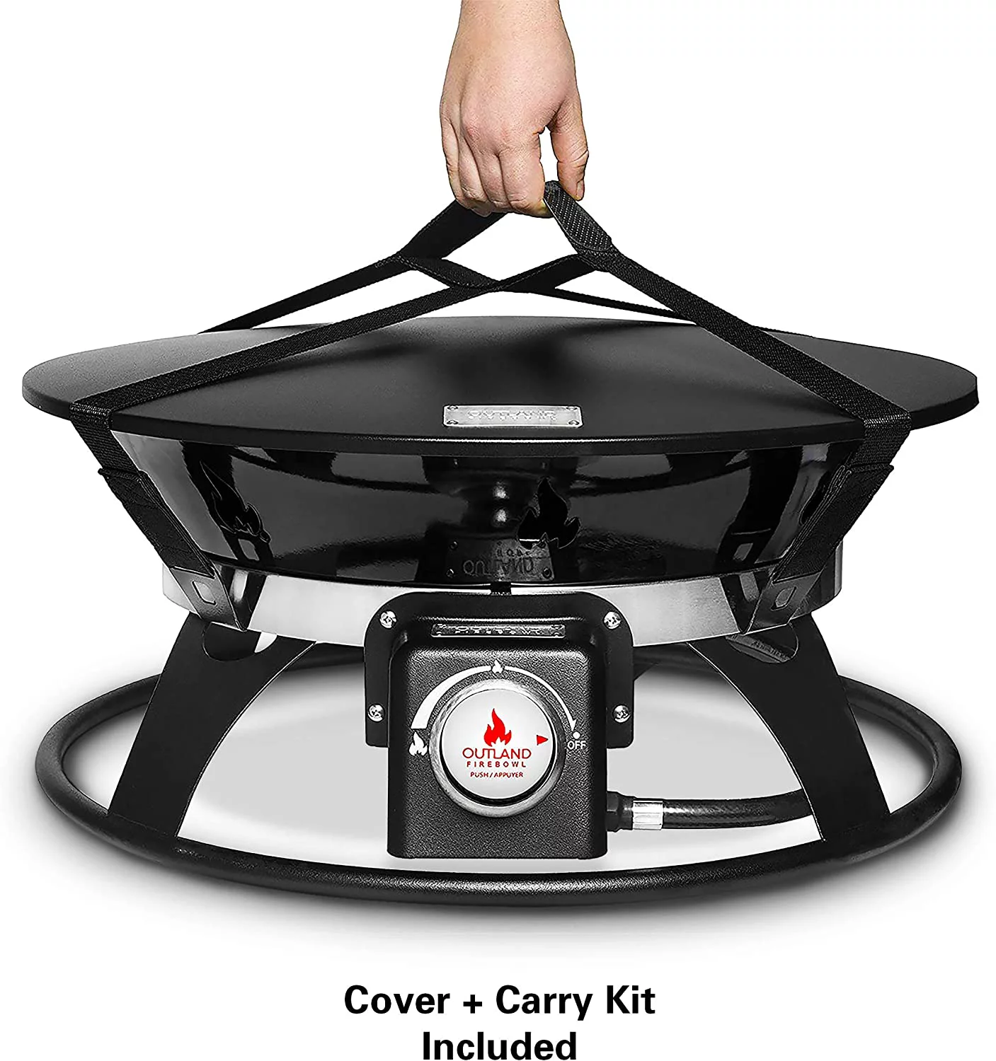 Outland Living Portable Propane Fire Pit, 21-inch, 58,000 BTU with Cover & Carry Kit, Smokeless Gas Firebowl| Helios Burner 863 Cypress - Womvr