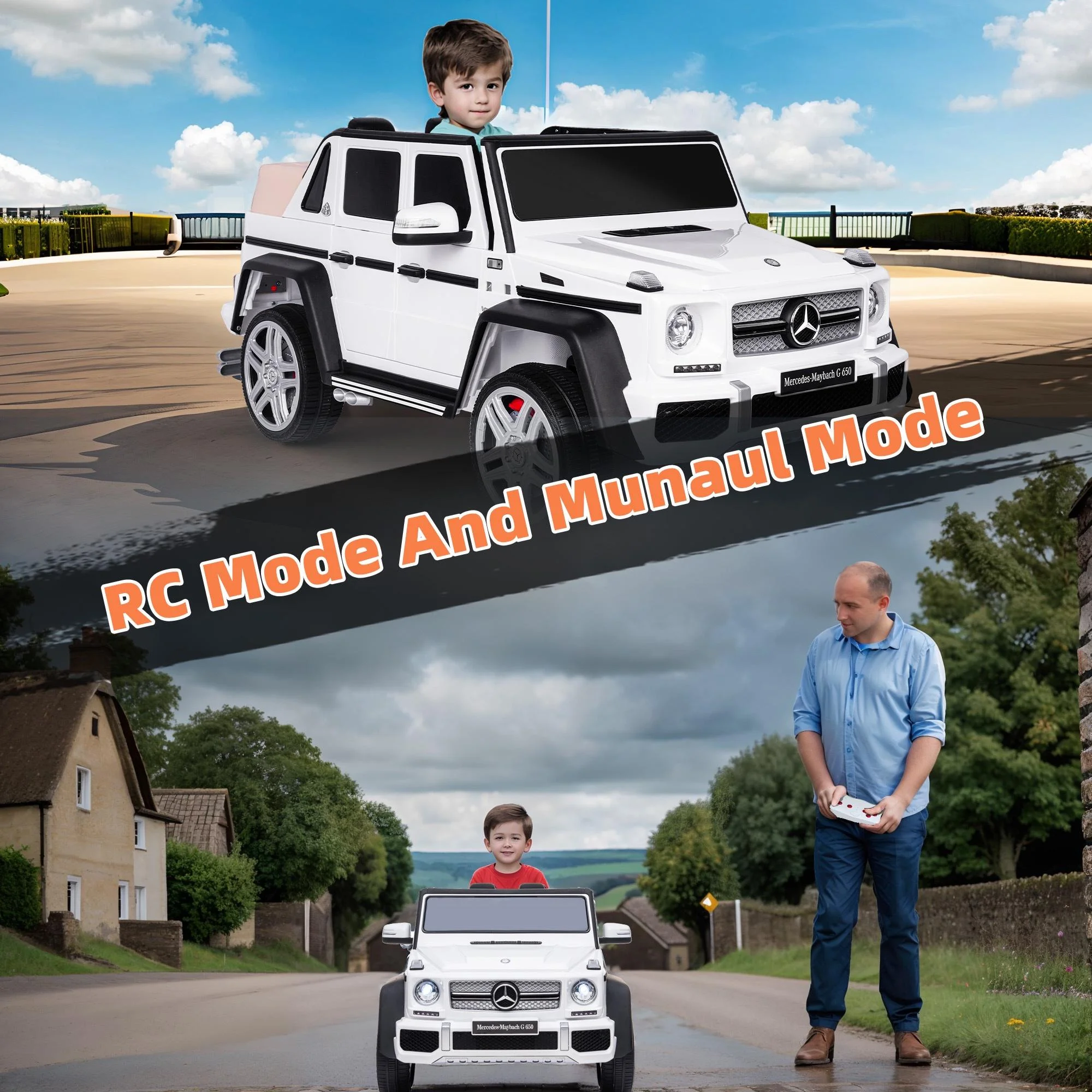 24V Ride on Car with Remote Control for Kids Mercedes Benz Ride on Car Toy for Boys and Girls 3-6 Years Old, Electric Vehicle, Bluetooth, LED Light, White - Womvr