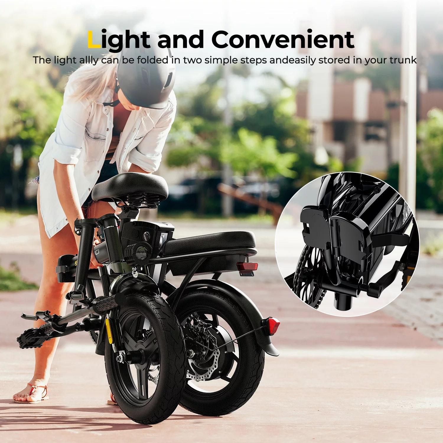 Sohamo Electric Bike 36V 10Ah Folding E-Bike, 400W Motor, Max 20mph, 3 Levels Assist, Mini E-bike for Teens and Adults - Womvr