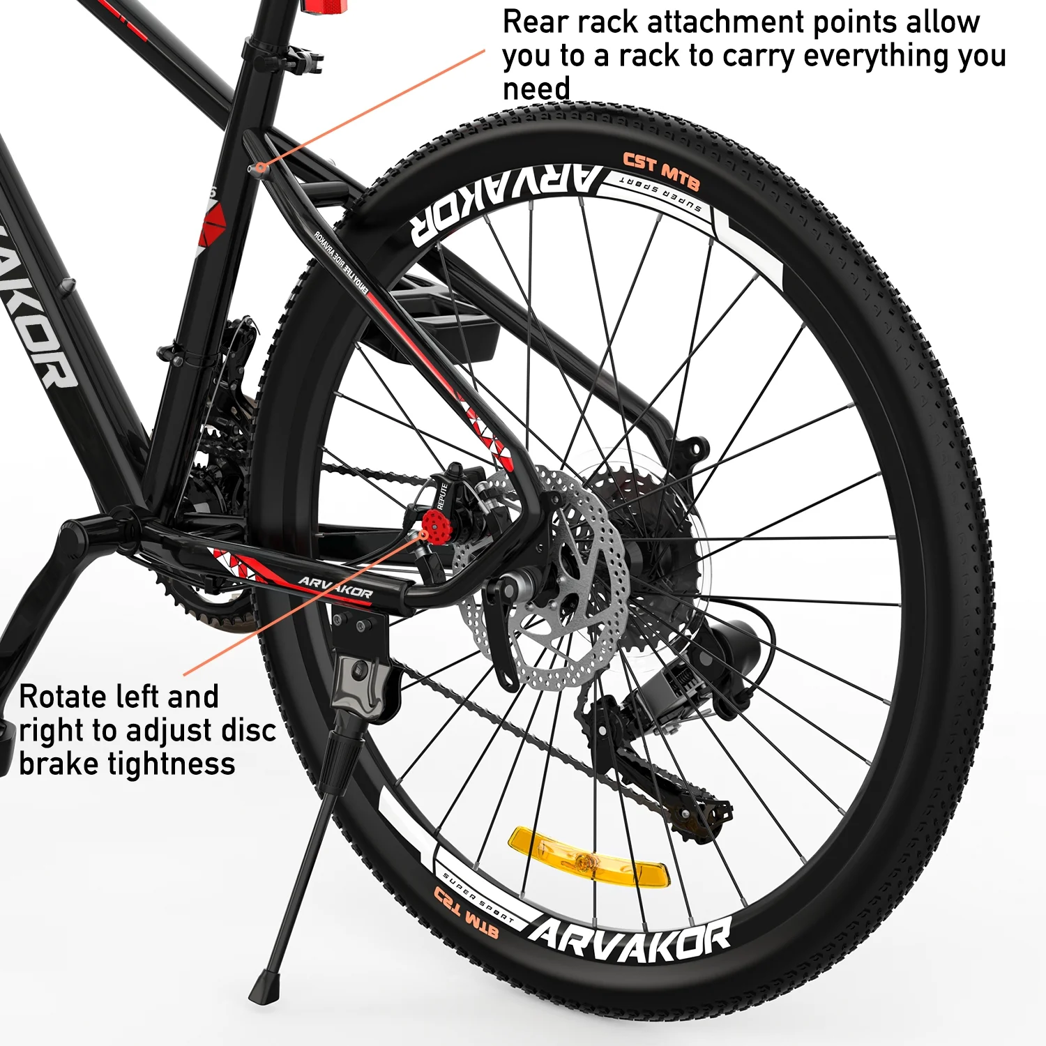 ARVAKOR 26'' Mountain Bike with Daul Disc Brakes, 21 Speed, Aluminium Alloy Frame MTB, Black - Womvr