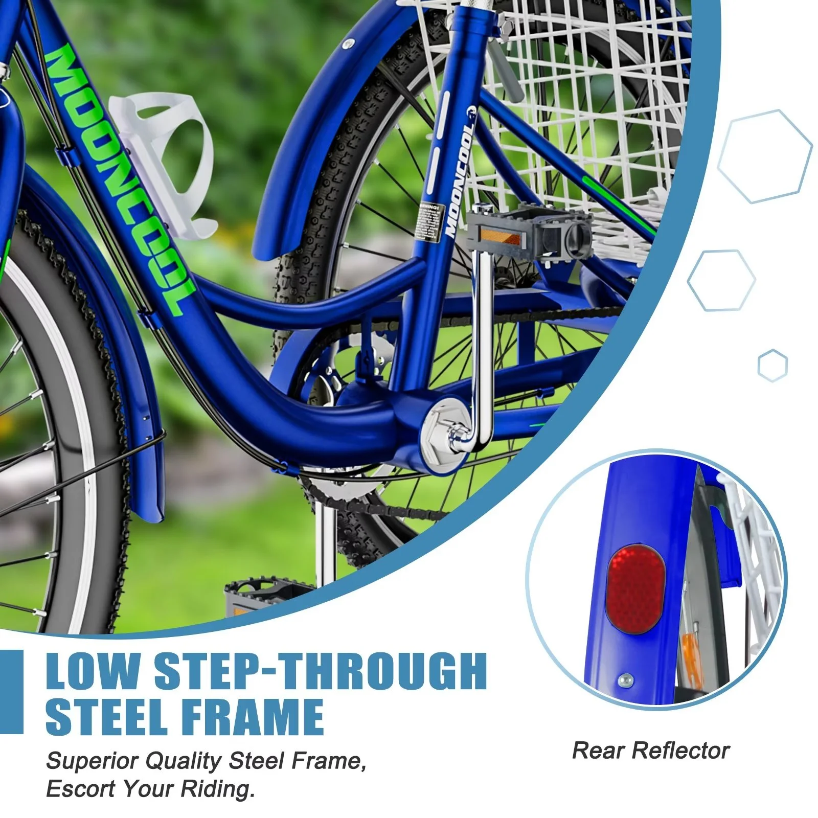 MOPHOTO Adult Tricycle 20/24/26 inch 3 Wheel Bicycle,3 Wheel Bikes for Adults,7 Speed Low Stepover Frame Tricycle with Basket/Bell,3 Wheel Bicycle for Seniors,Women,Men - Womvr