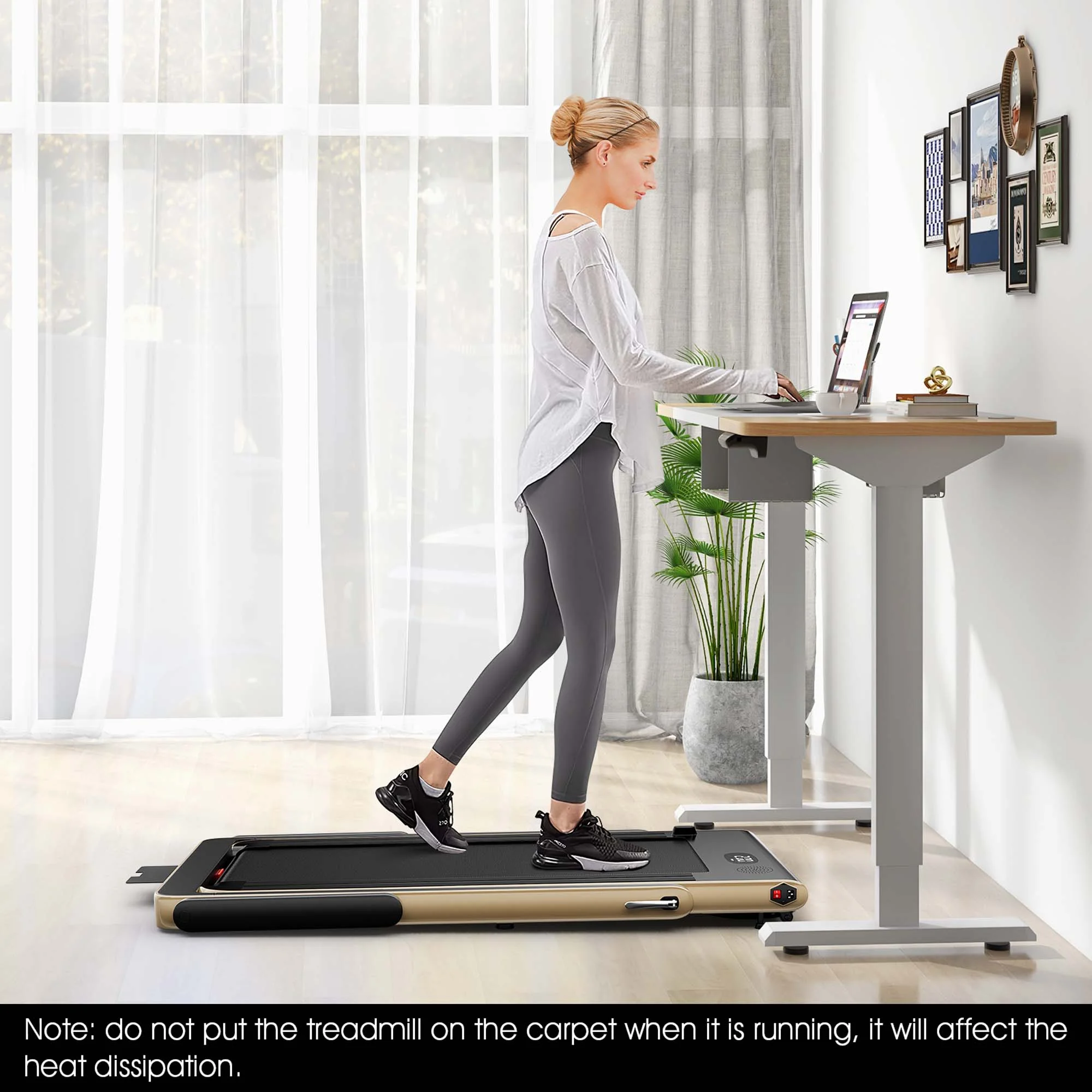 SuperFit Up To 7.5MPH 2.25HP 2 in 1 Dual Display Screen Folding Treadmill Jogging Machine W/APP Control Silver - Womvr