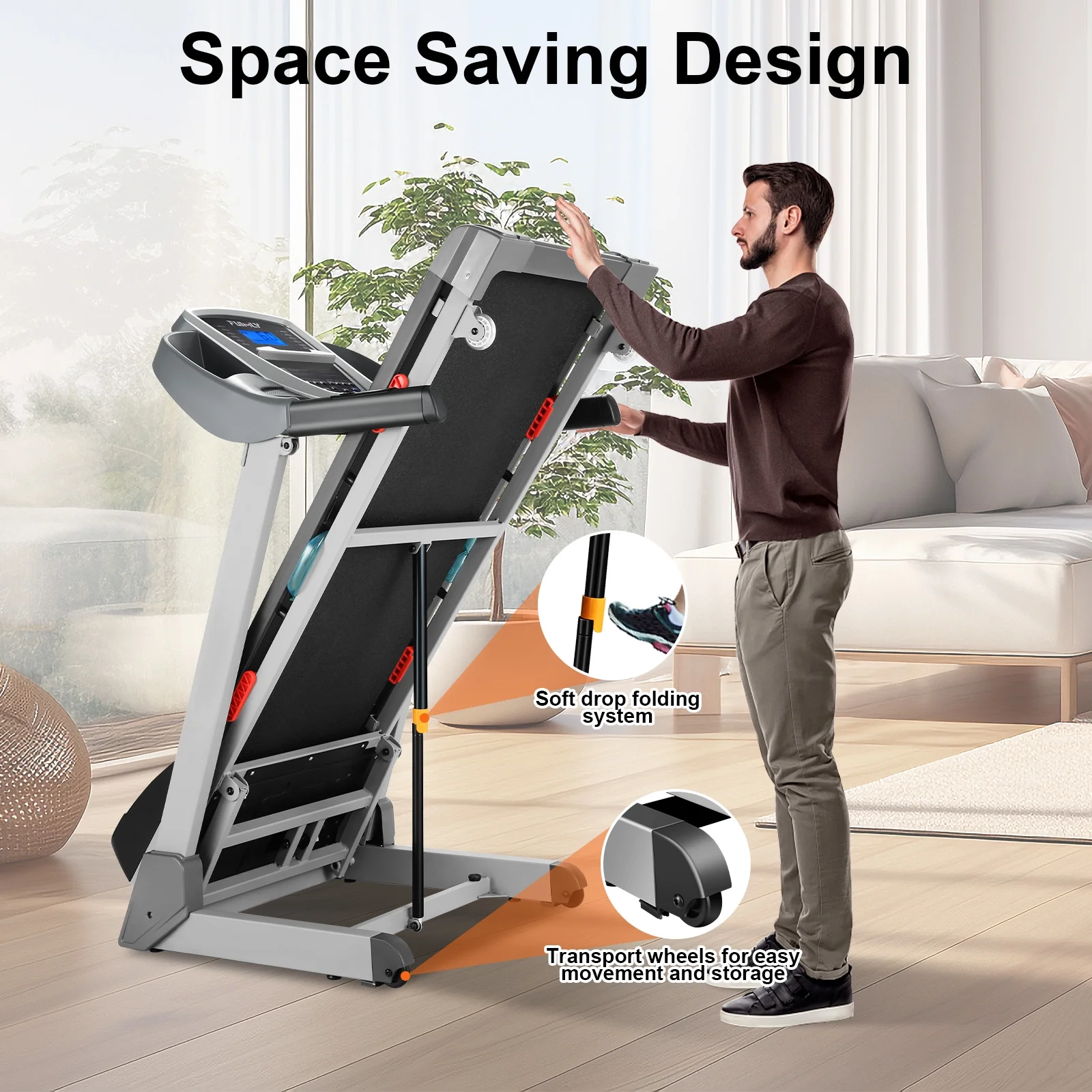 Tikmboex 3HP Incline Treadmill with 15 Level Auto Incline Smart App Control for Home Gym Cardio Running, 300lbs Weight Capacity - Womvr