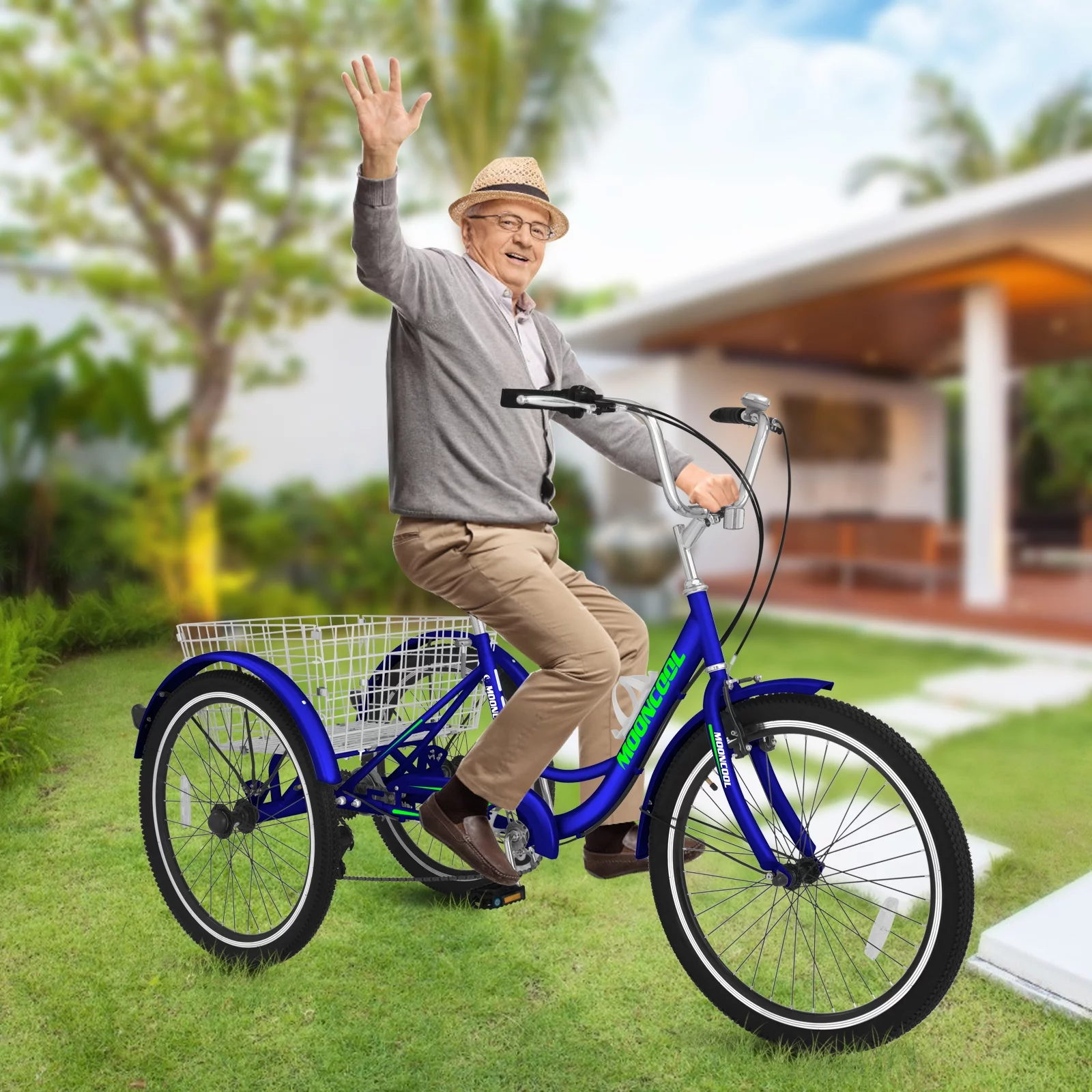 Docred Adult Tricycle 7 Speed 24 Inch Three Wheel Bike Cruiser Trike for Men/Women/Seniors - Womvr