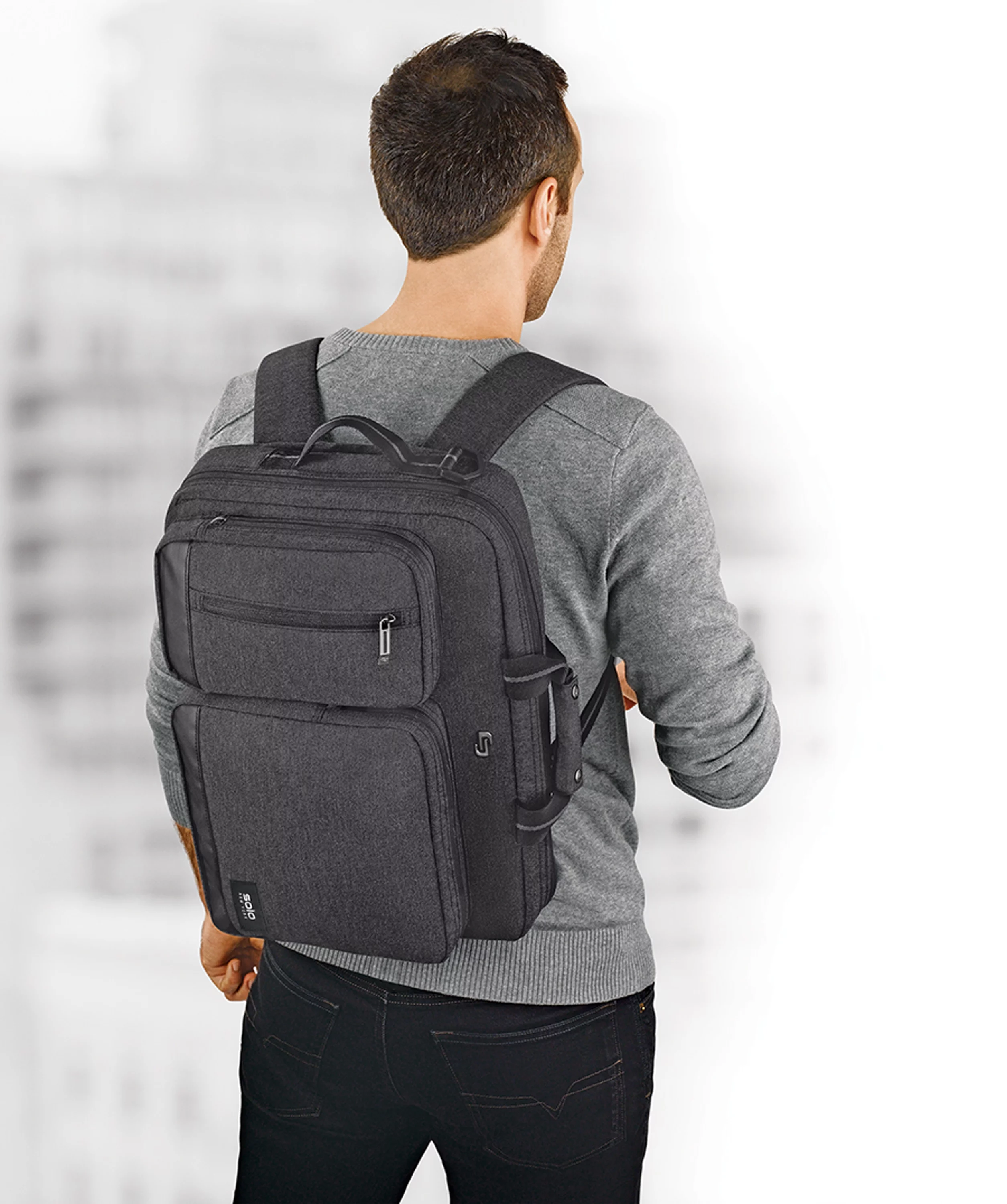 Solo New York Duane Hybrid Briefcase Backpack, Gray, Laptop Tote - Womvr