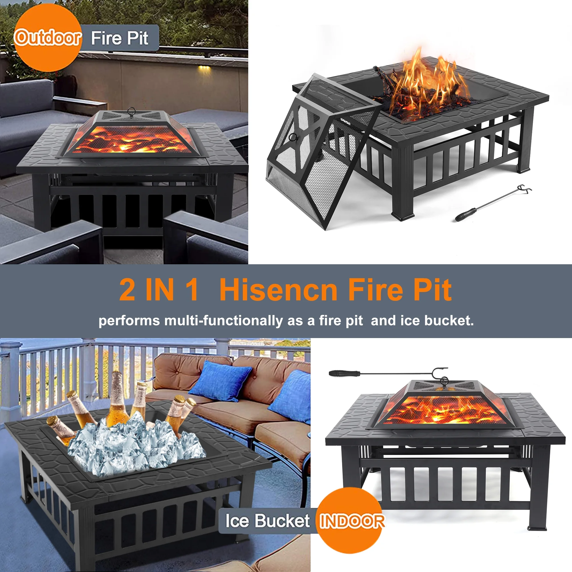 SEGMART Outdoor Fire Pit, 32