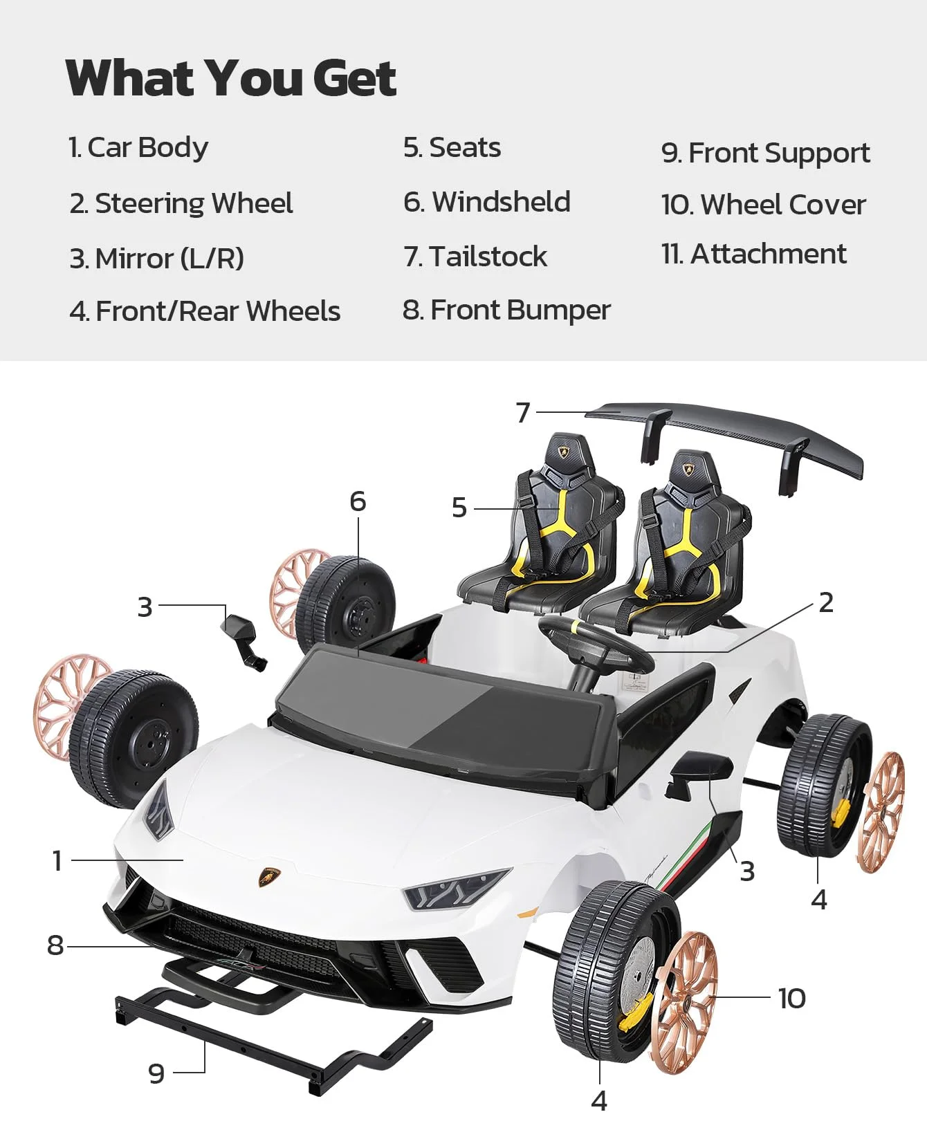 Lamborghini Huracan Ride on Car Real 2 Seater, Powered Electric Vehicle with Parent Remote, Maximum 4.0mph Ride on Toys for 3-8 Years Kids,Pink - Womvr