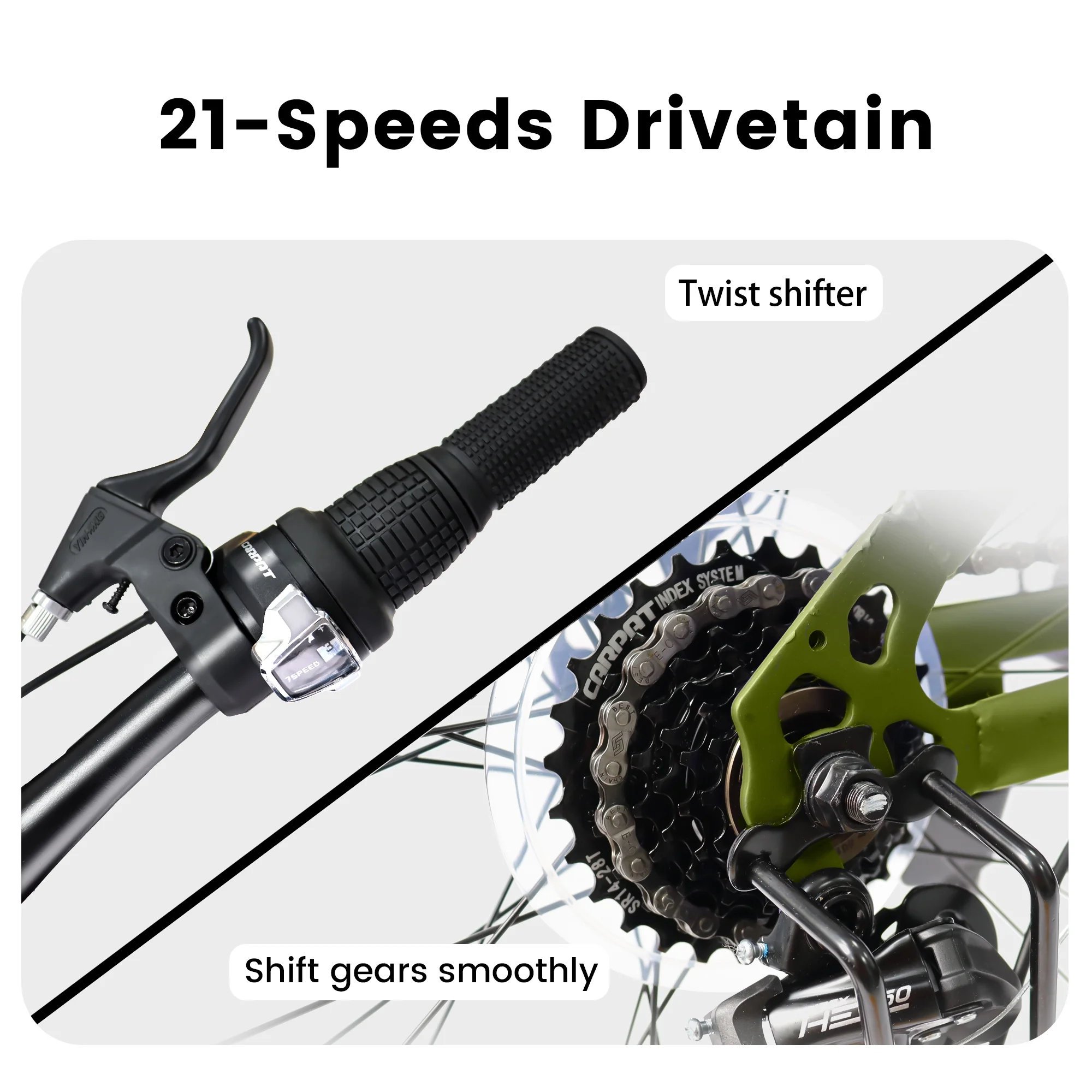 CIYOYO 24 inch Mountain Bike Bicycle for Adults, Shimano 21-Speed Bike with Disc Brake Thumb Shifter, Black - Womvr