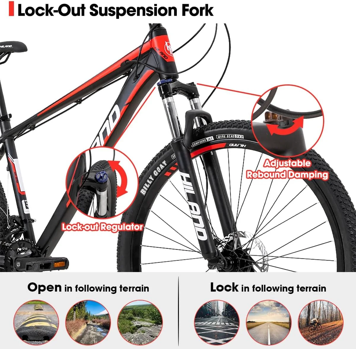 Hiland 29 Inch Mountain Bike for Men, Hardtail Trail MTB Bicycle, Black - Womvr