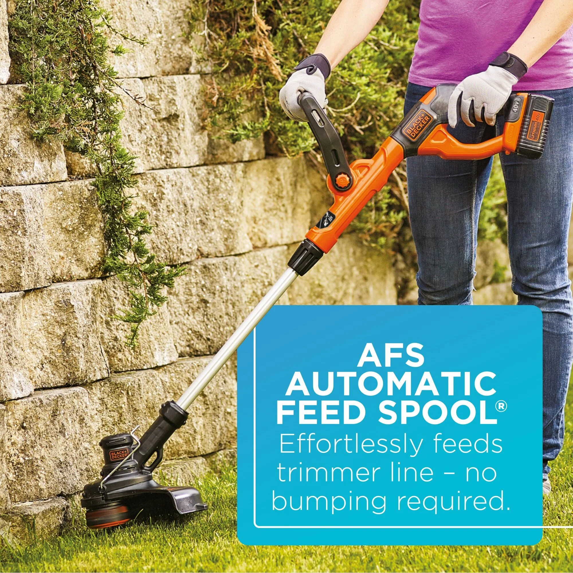 BLACK+DECKER 40V MAX* Lithium String Trimmer, (LST140C) - Womvr