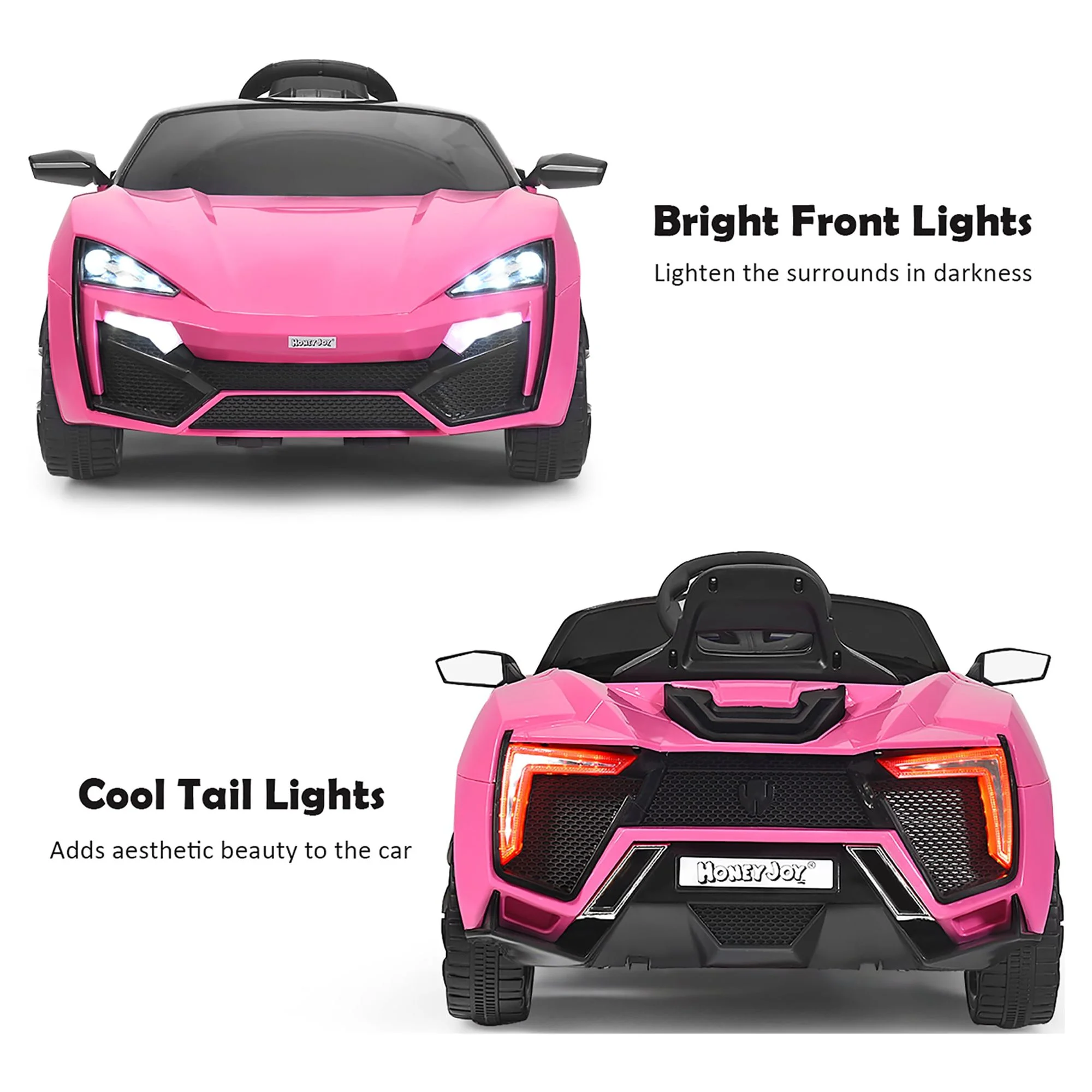 Costway 12V Kids Ride On Car 2.4G RC Electric Vehicle w/ Lights MP3 Openable Doors Pink - Womvr