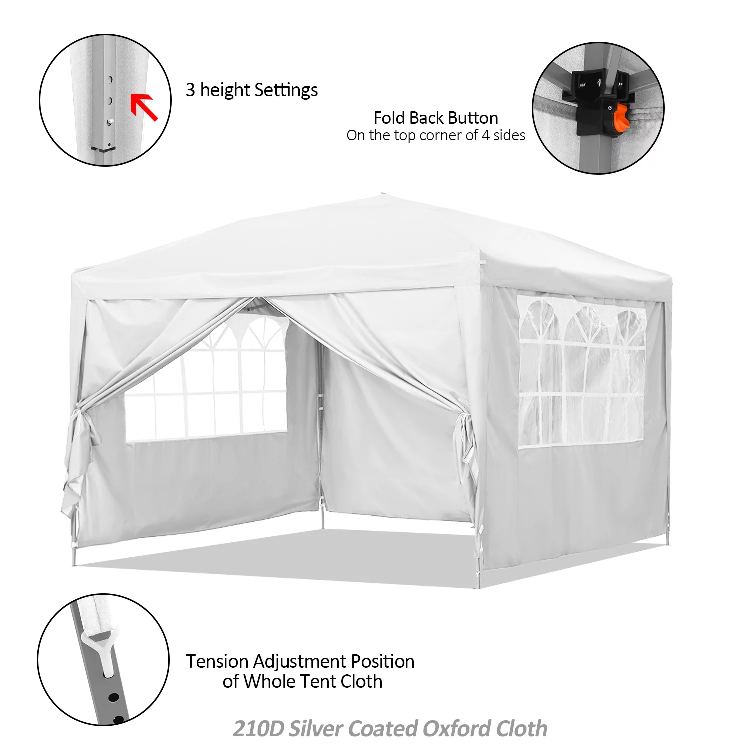 Outdoor Basics 10 ft x 10 ft Pop Up Canopy Tent with Carry Bag, Shade Canopy, Great for Picnic, Yard, Beach, Park, Camping, White - Womvr
