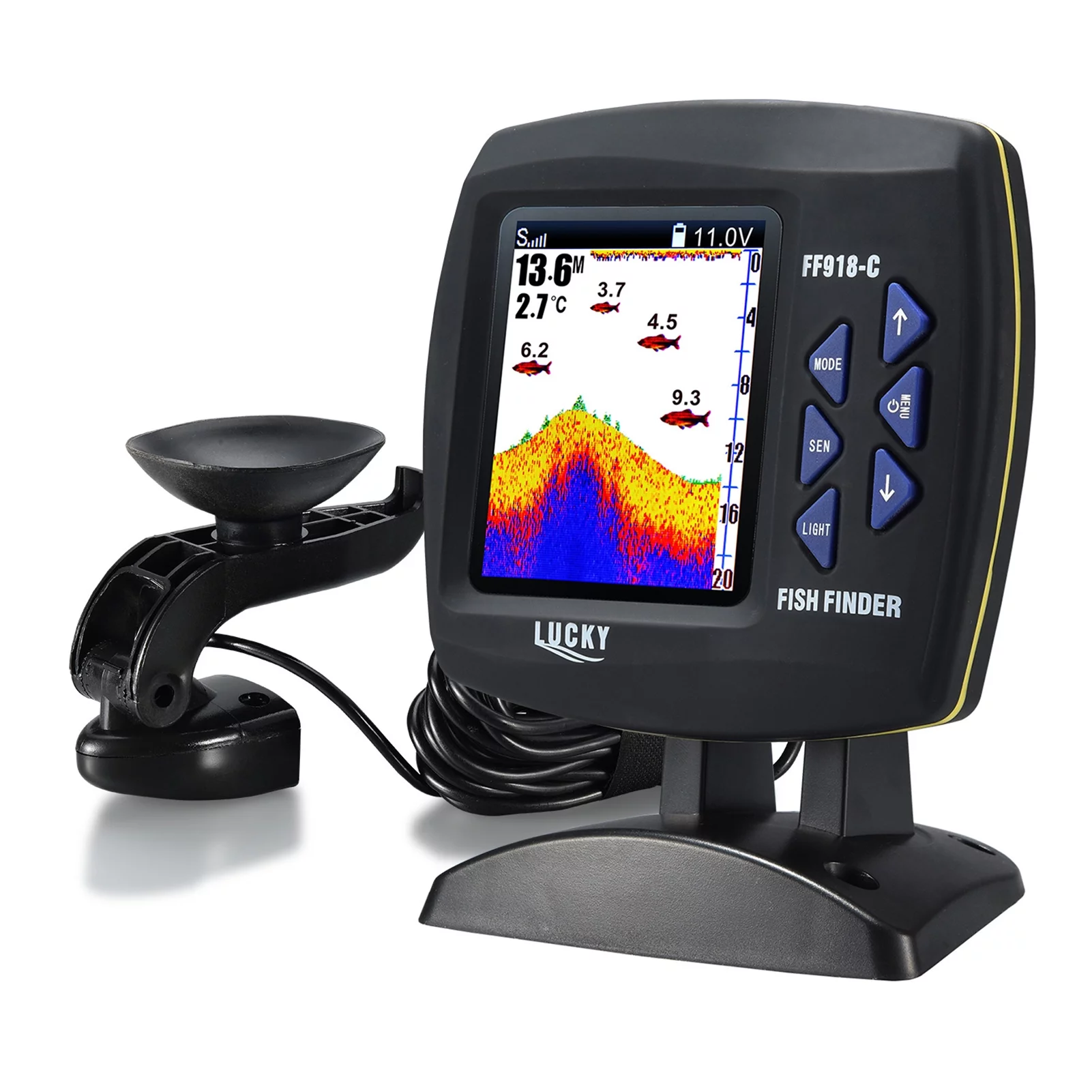 Lucky FF918-C Color LCD Screen Fish Finder 590ft Water Depth Boat Fish Finder - Womvr