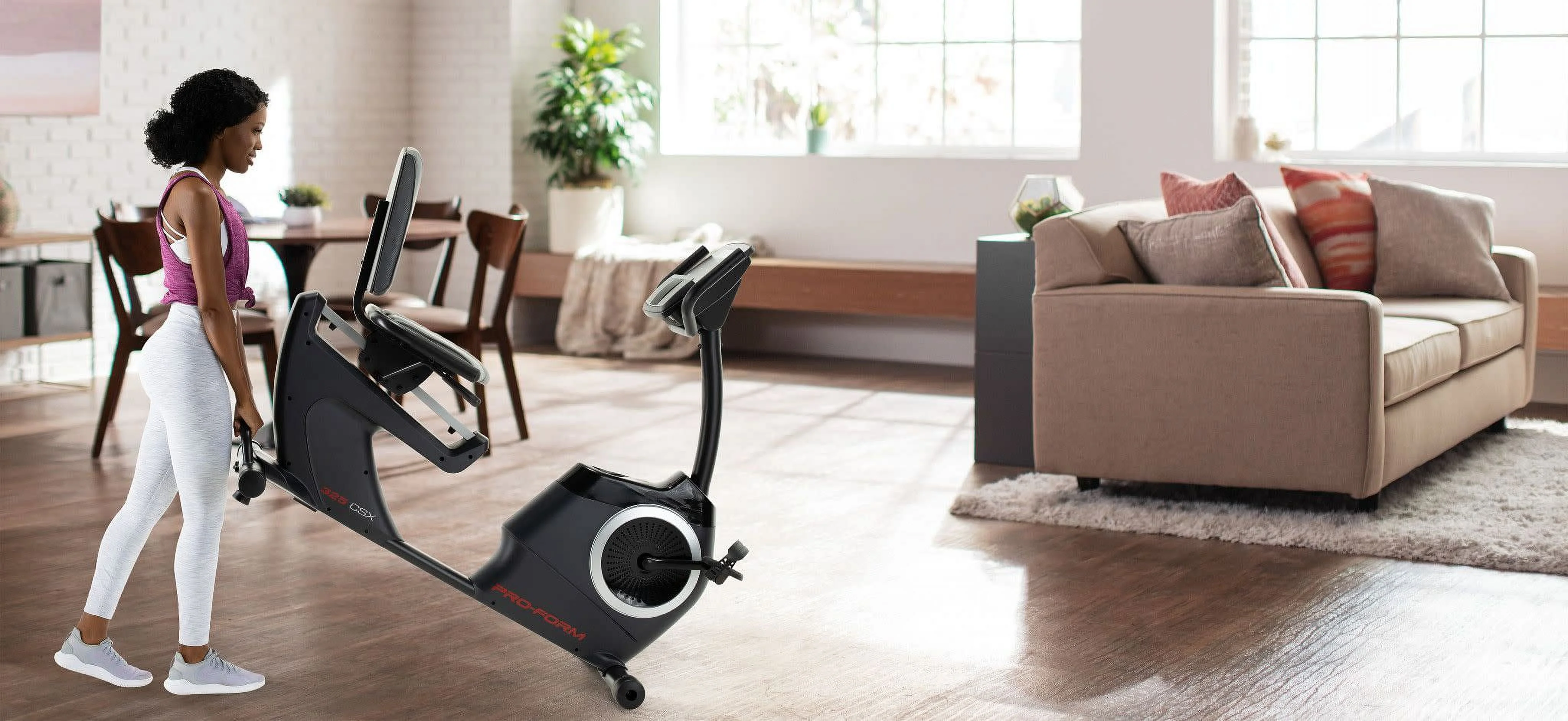 ProForm 325 CSX; Recumbent Exercise Bike with 5” Display, Built-In Tablet Holder, and Fan - Womvr