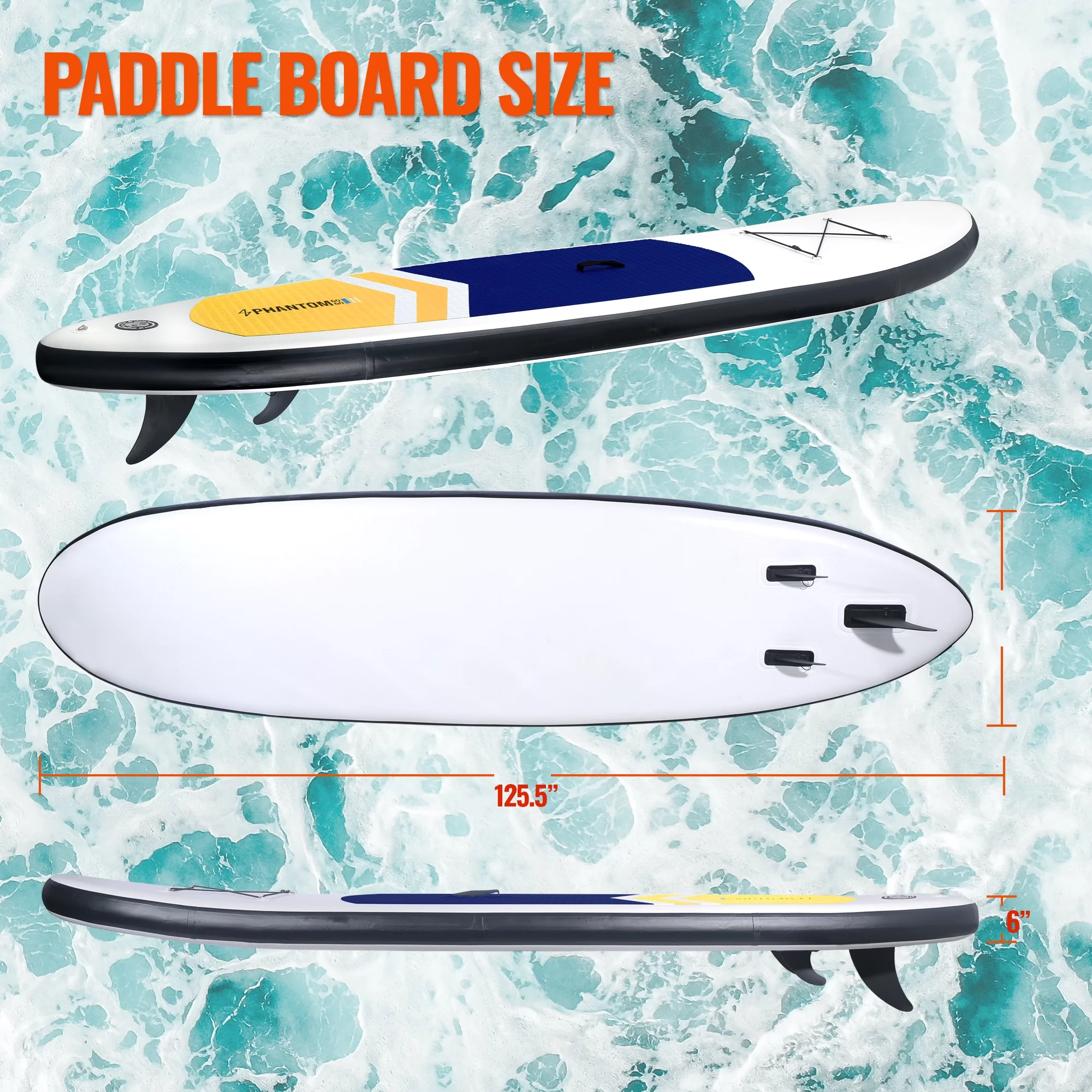 Inflatable Stand Up Paddle Board Premium SUP Accessories & Backpack, Surf Control, Non-Slip Deck, Leash, Paddle and Pump, Youth & Adult Standing Boat (Black/Grey) - Womvr