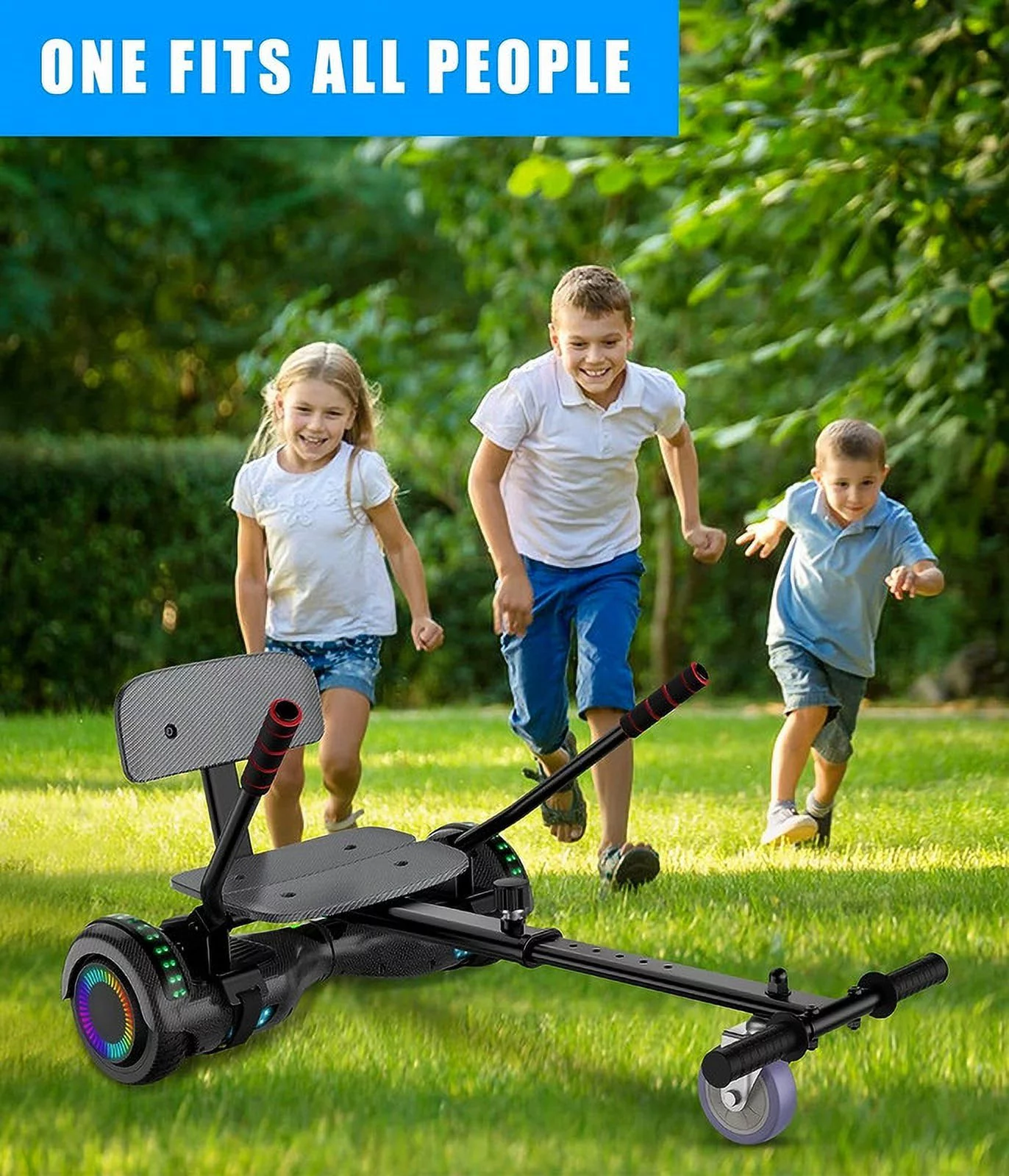 SISIGAD Hoverboard with Seat, 6.5 inch Hoverboard Go Kart Combo with Bluetooth Speaker & LED Lights for Kids Adults - Womvr