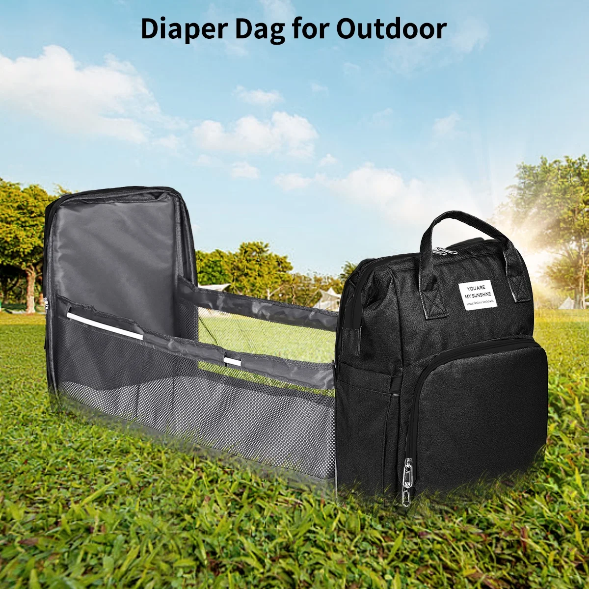 Diaper Bag Backpack,Multifunction 3 in 1 Waterproof Travel Back Pack,Baby Changing Bags with Changing Pad, Stroller Straps, Unisex, Green - Womvr