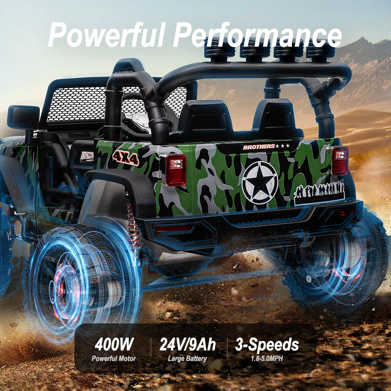 Hikiddo 24V Kids Ride on Truck, 2 Seater Powered Ride on Toy Car with Remote - Womvr