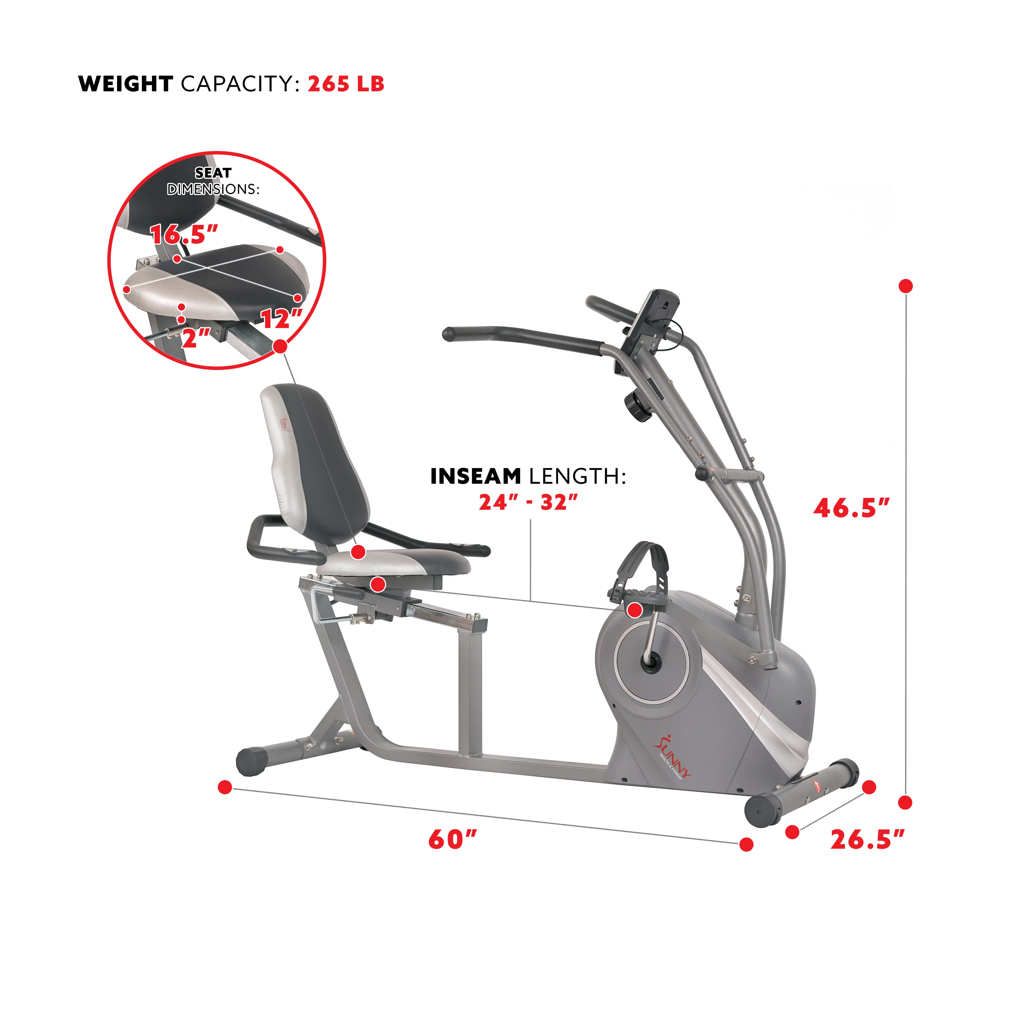 Sunny Health & Fitness Cross Trainer Magnetic Recumbent Bike with Arm Exercisers - SF-RB4936 - Womvr