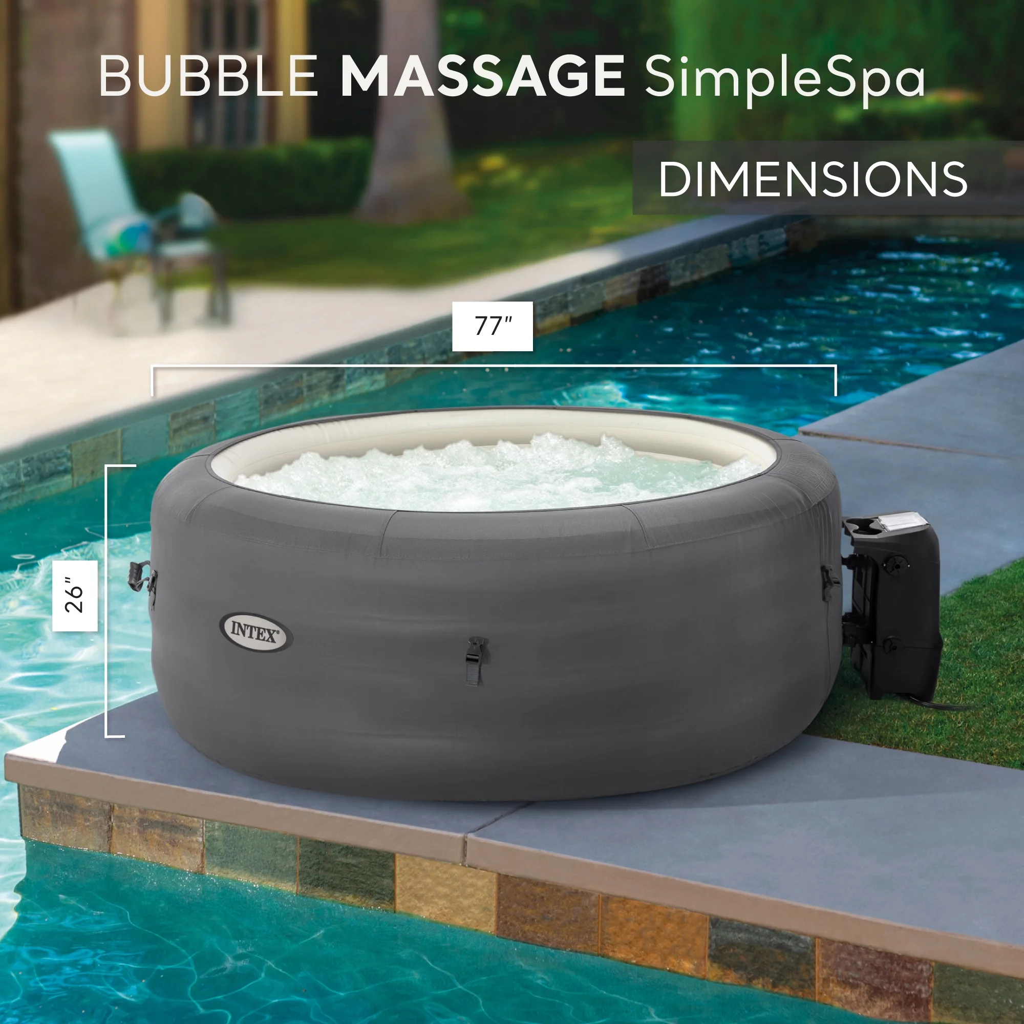 Intex SimpleSpa 4 Person Inflatable Round Outdoor Hot Tub Spa, Grey - Womvr