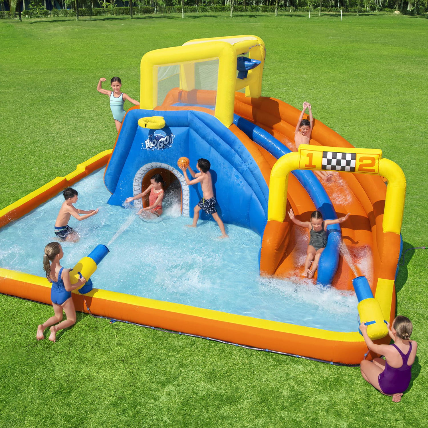 Bestway H2OGO! 18' x 16.5' x 8.6' Super Speedway Child Inflatable Water Park - Womvr