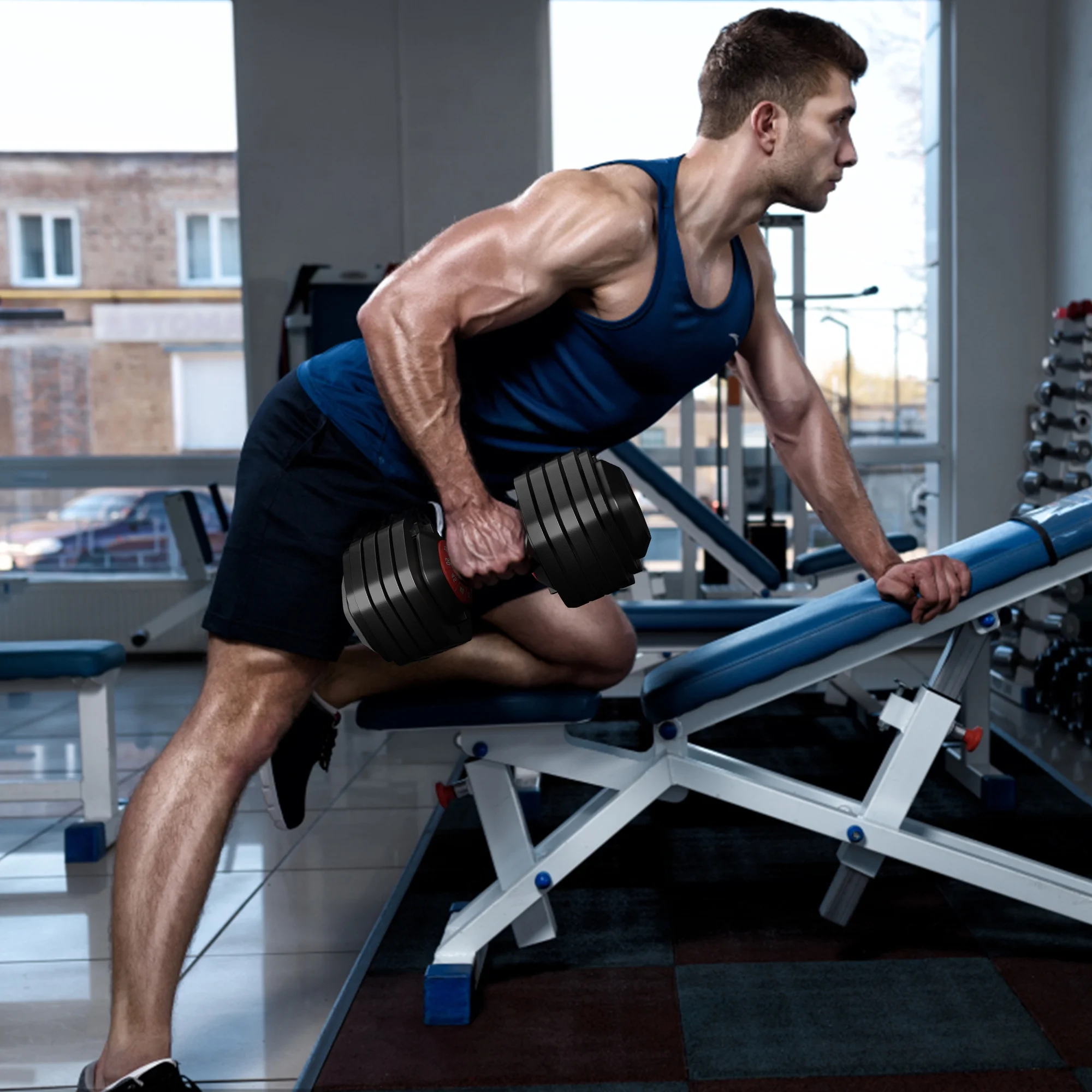 5-in-1 Adjustable Single Dumbbell - 25 LB, Complete with Anti-Slip Metal Handle for Full Body Home Gym Workouts - Ideal Adjustable Dumbbell Set for Your Weight Selection Needs