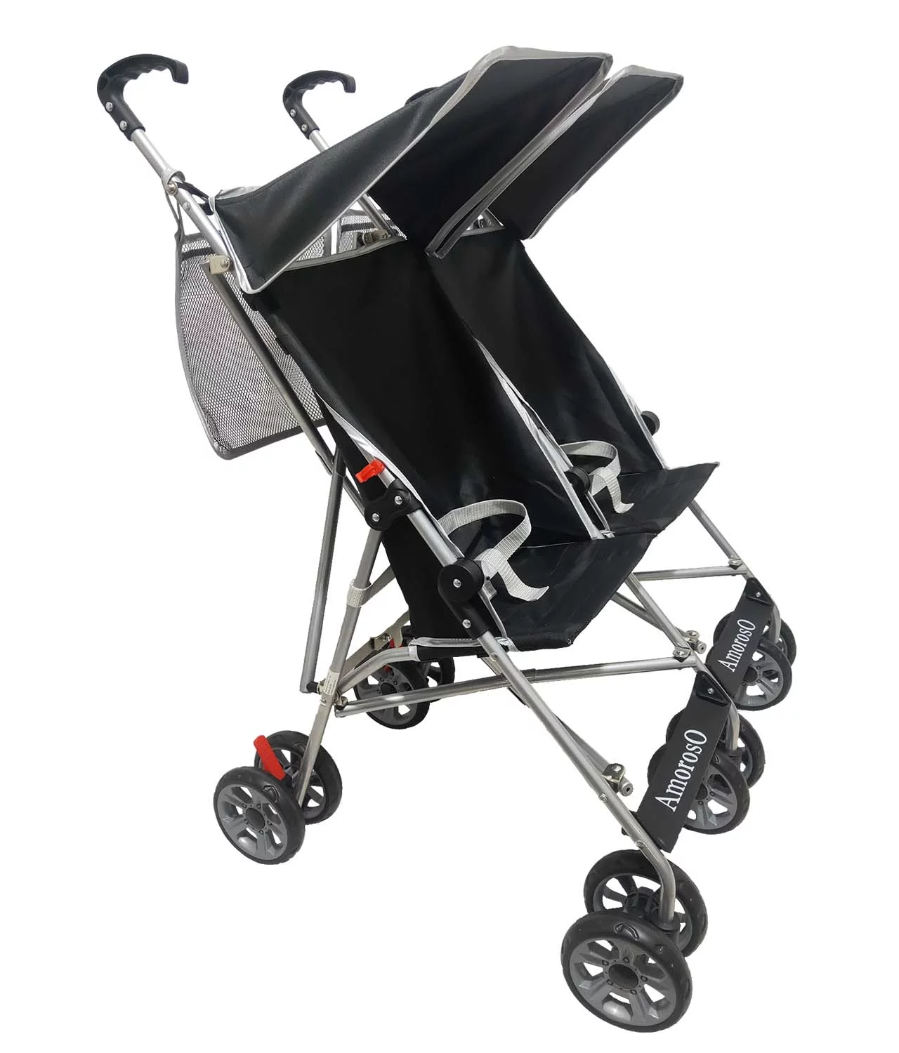 AmorosO Baby Umbrella Stroller with EVA Wheel Tire Black Double Stroller for Girls and Boys 42005 - Womvr