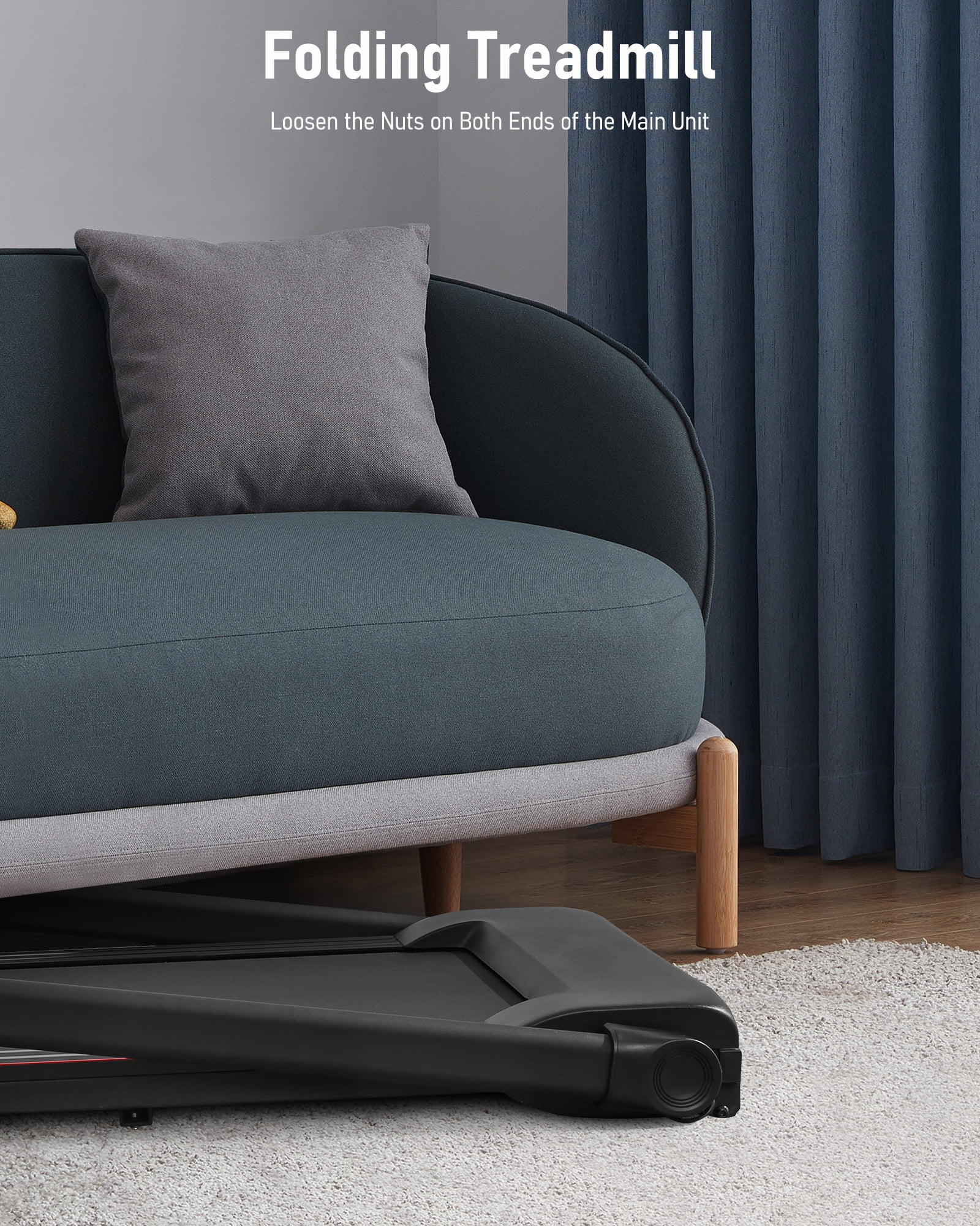 Treadmill with Folding Electric Treadmill Bluetooth Voice Control Exercise Treadmill for Home Office Speed Range of 0.5-7.5 mph - Womvr